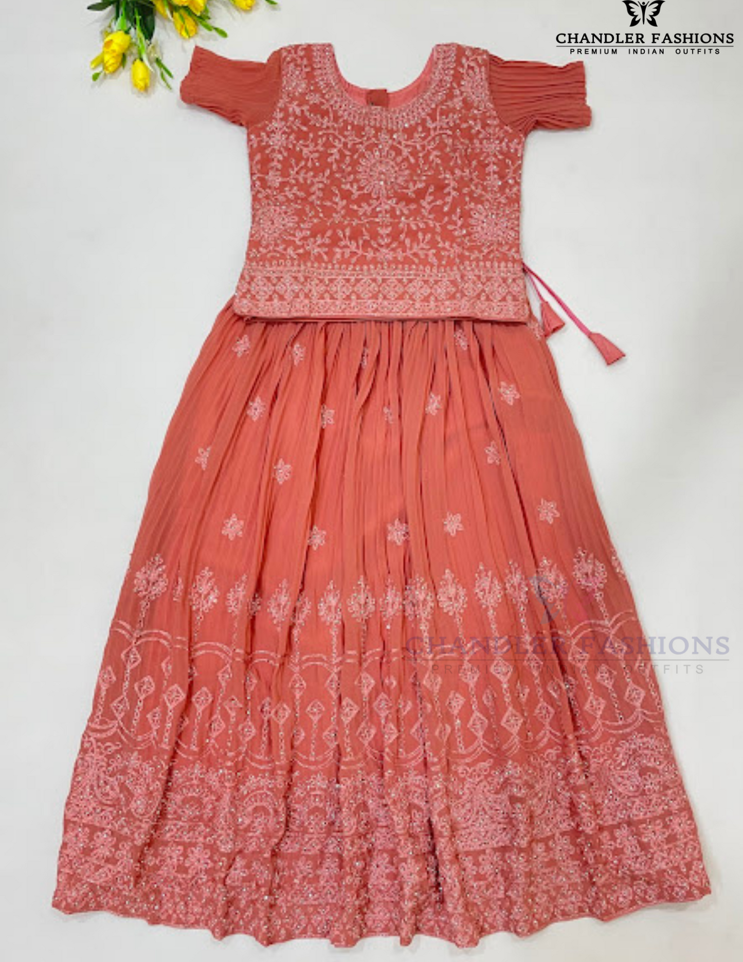Pastel Pink Colored Georgette Choli Sets With Stone Work In Surprise