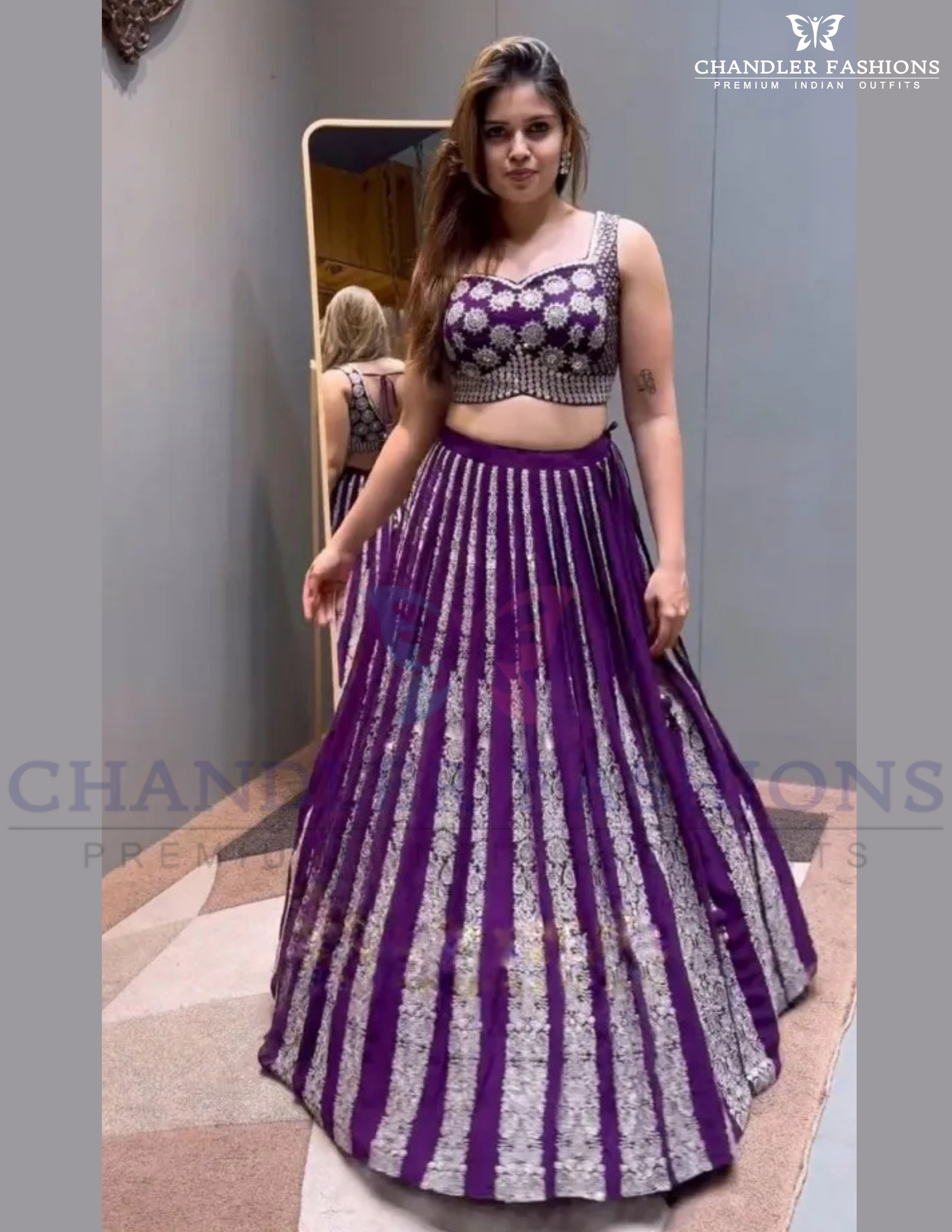 Attractive Purple Color Heavy Embroidery Sequins Work Wedding Lehenga Choli