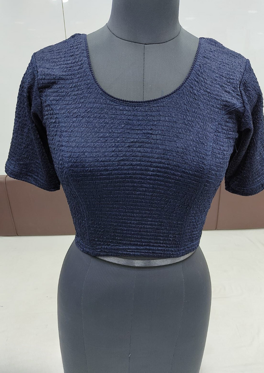 Alluring Blue Color Ready To Wear Stretchable Blouse For Women