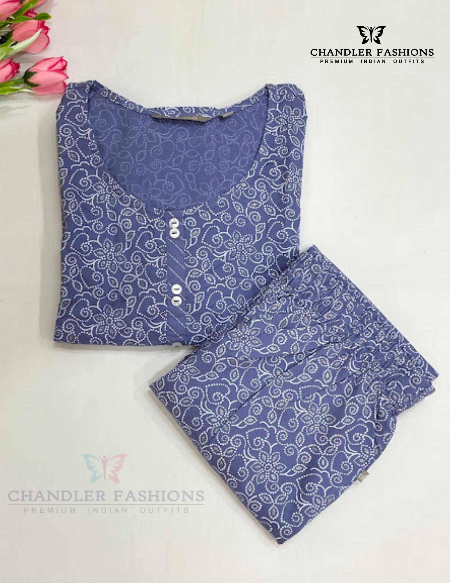 Georgous Light Purple Color Cotton With Printed Work Kurti And Palozzo Suits For Women Near Me