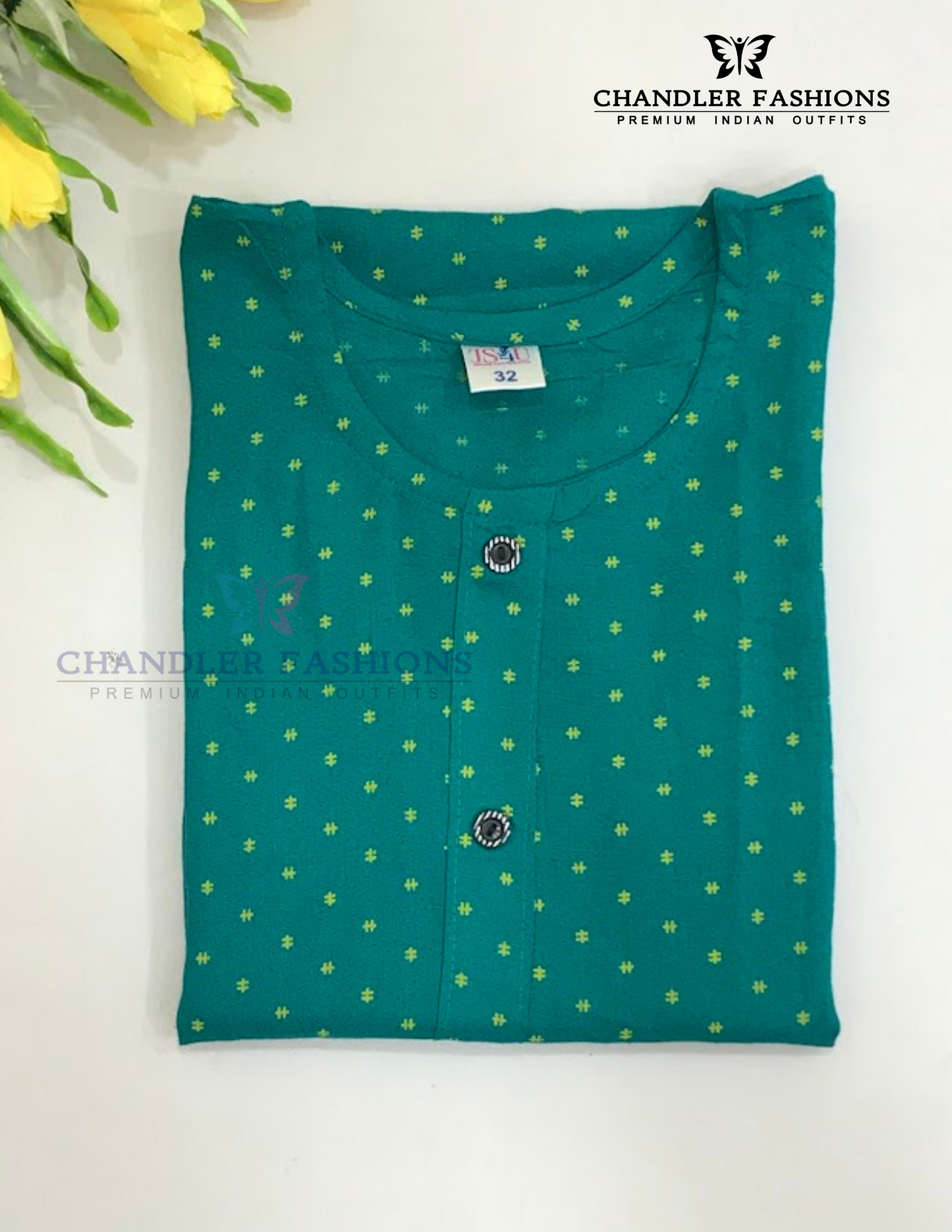 Attractive Green Color Rayon With Printed Work Kurti For Girls Near Me