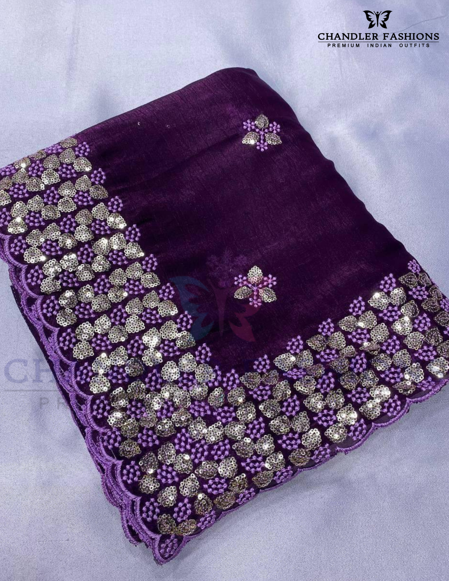 Pretty Sequins Saree With Embroidery Work In USA