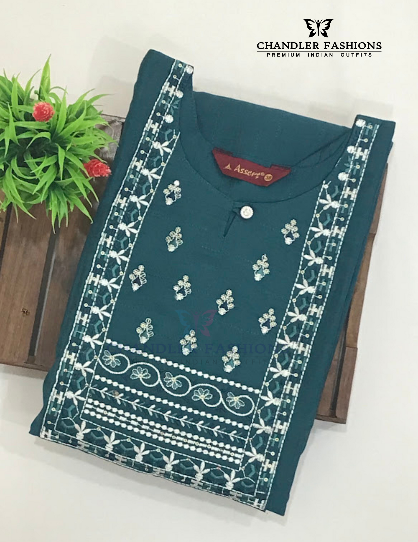 Teal Blue Color Cotton With Embroidery Work Kurti In USA