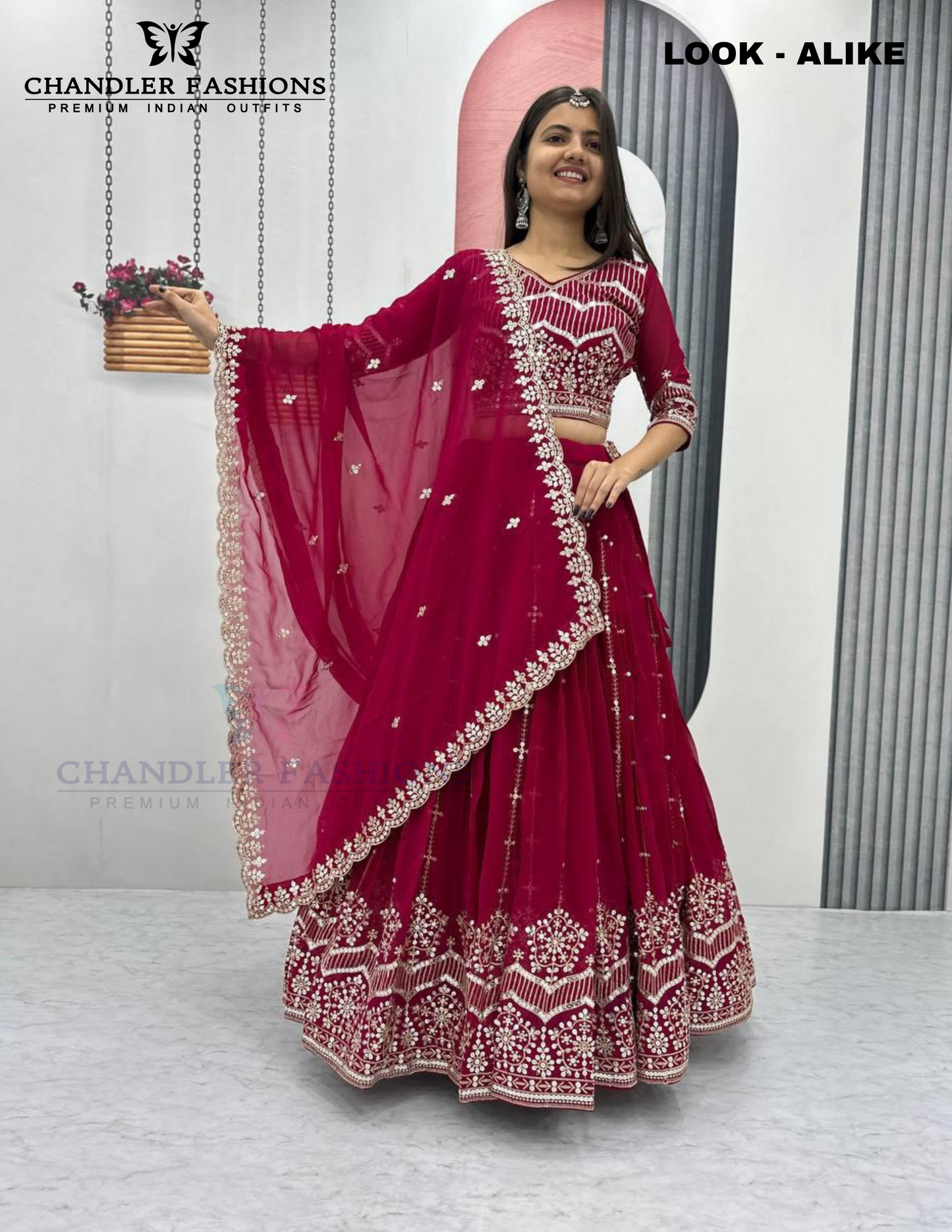 Exquisite Red Color Georgette Lehenga Choli With Embroidery Work For Women