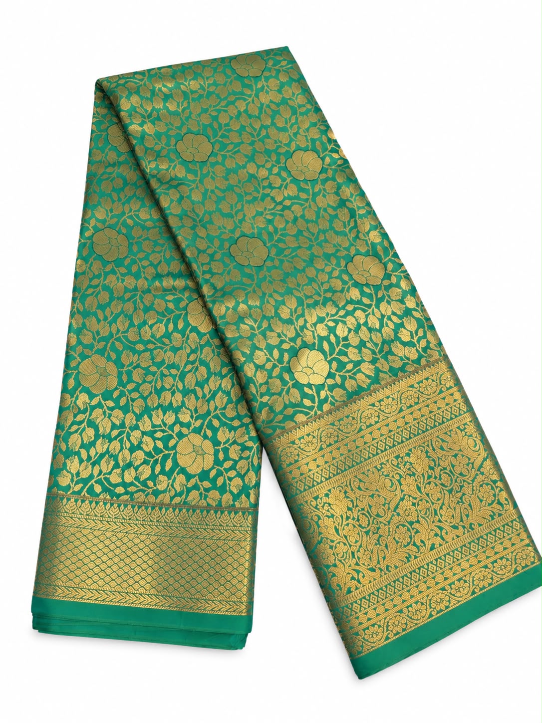 Charming Peacock Green Color Silk Saree With Zari Work For Women