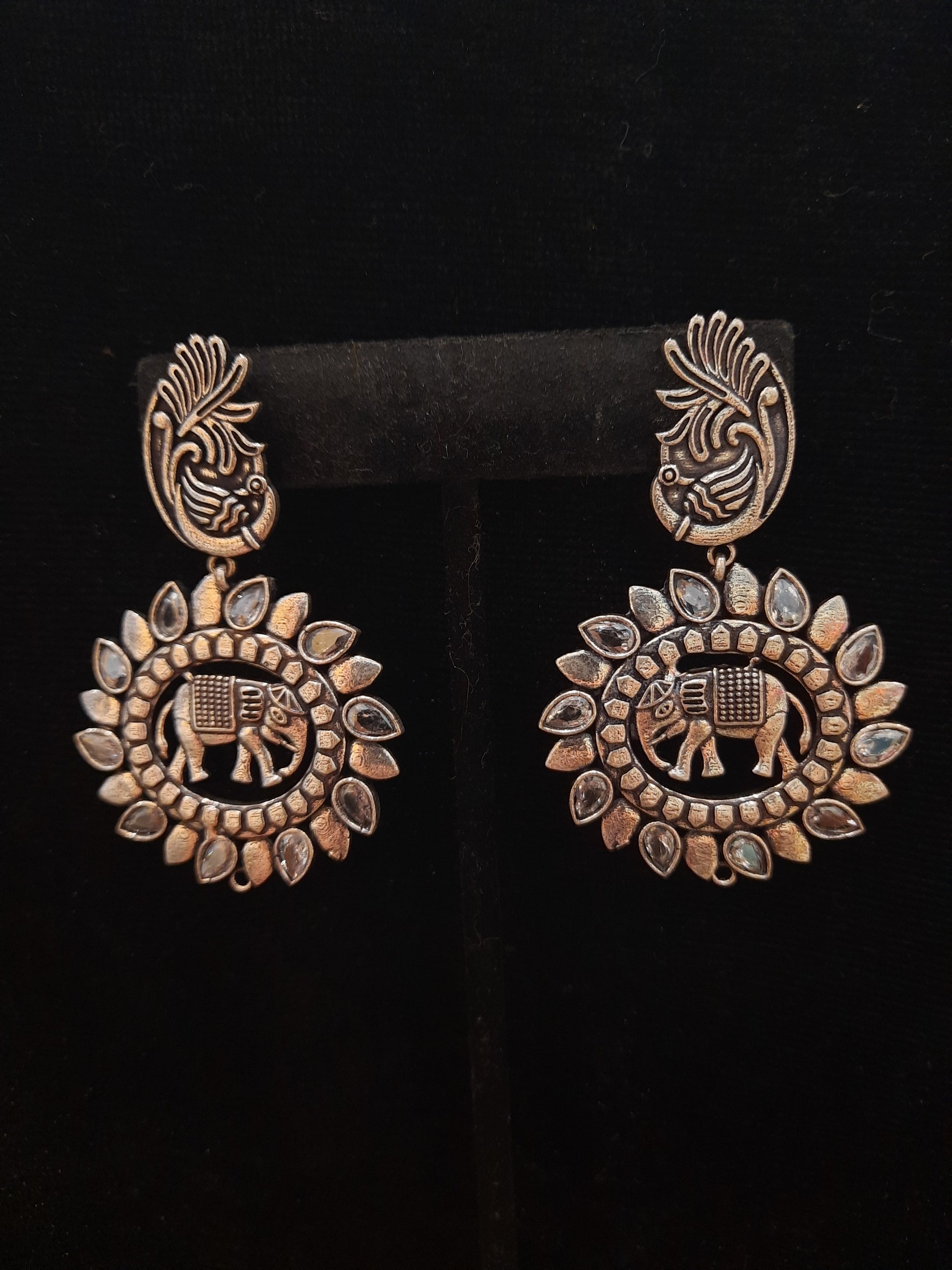 Attractive Light Silver Color Oxidized Round Earrings  Near Me