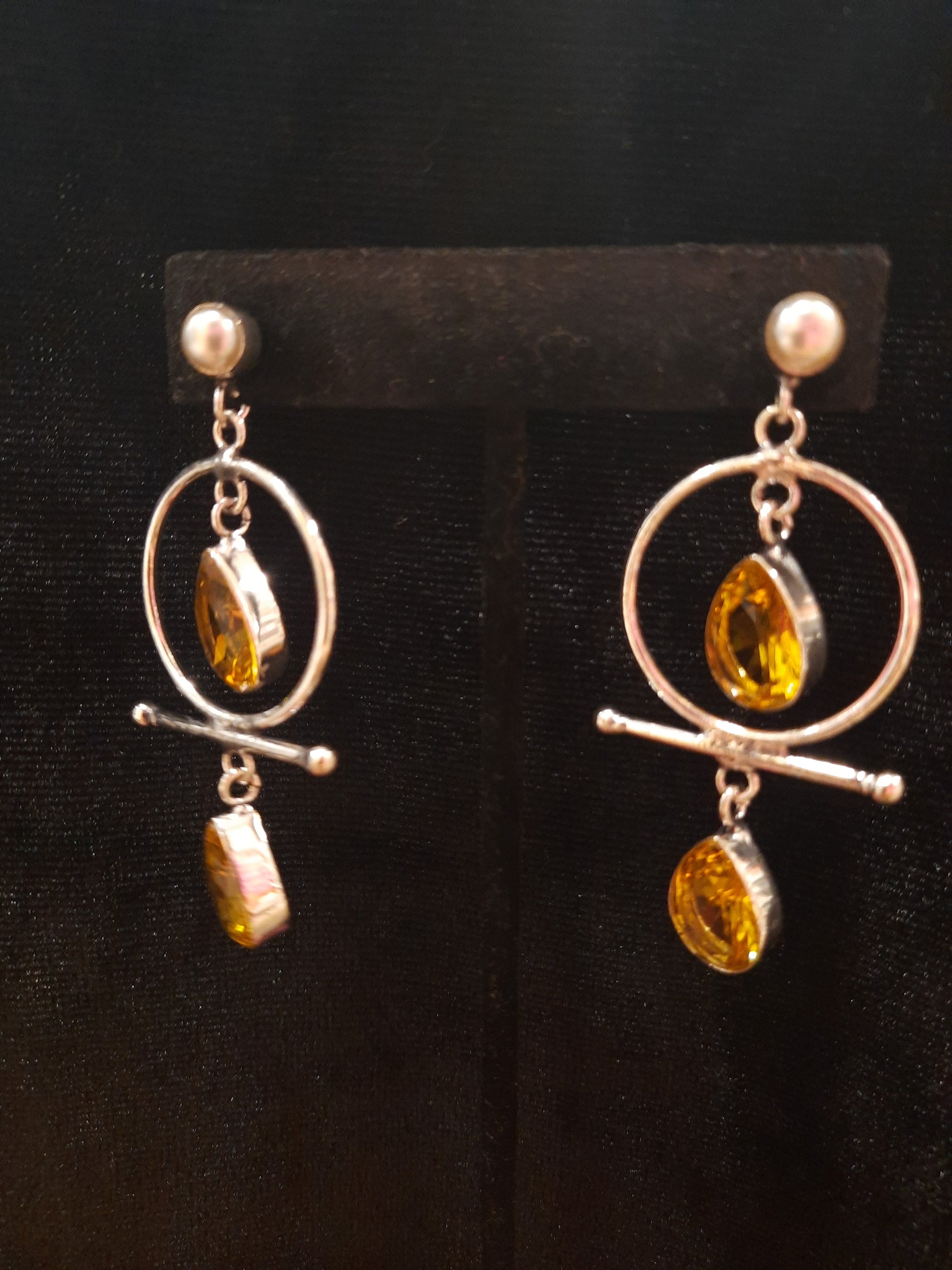 Yellow Color Floral Design Silver Oxidized Jhumka In USA