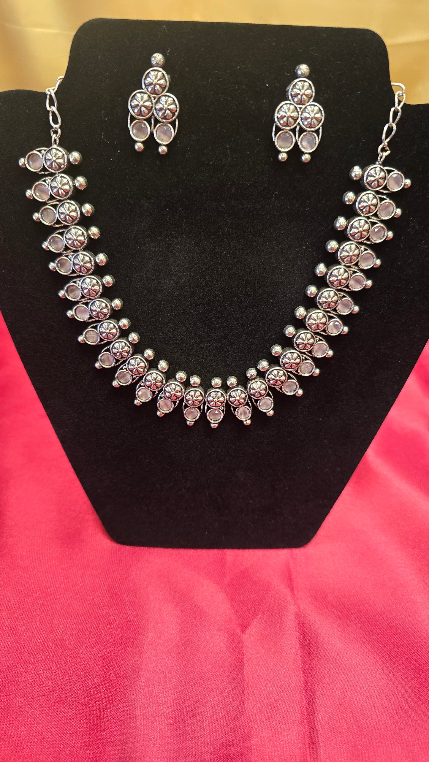Alluring Gray Color Oxidized Necklace In USA