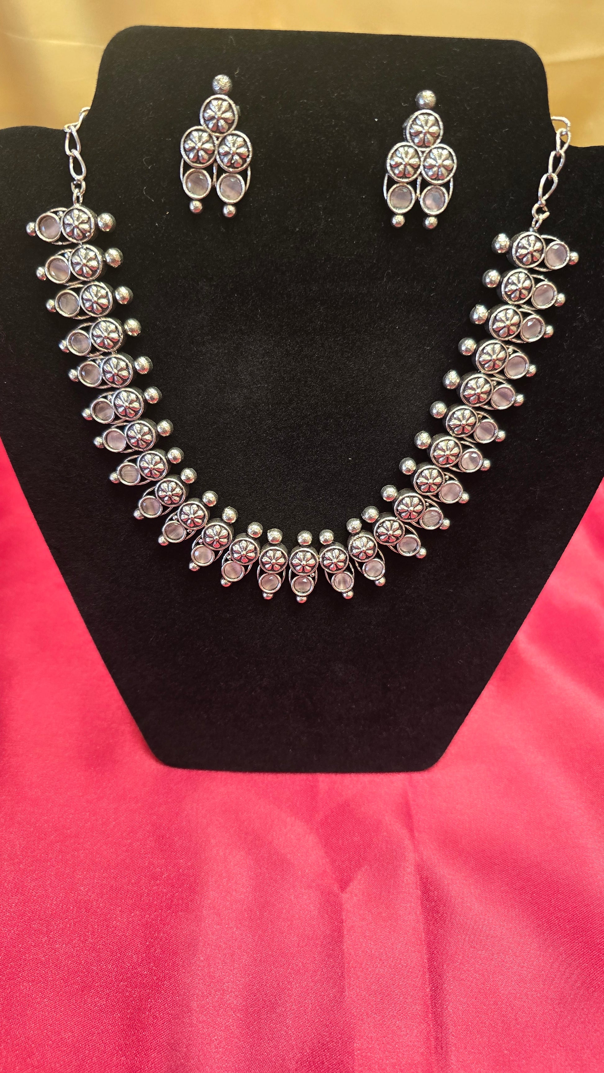 Alluring Gray Color Oxidized Necklace In USA