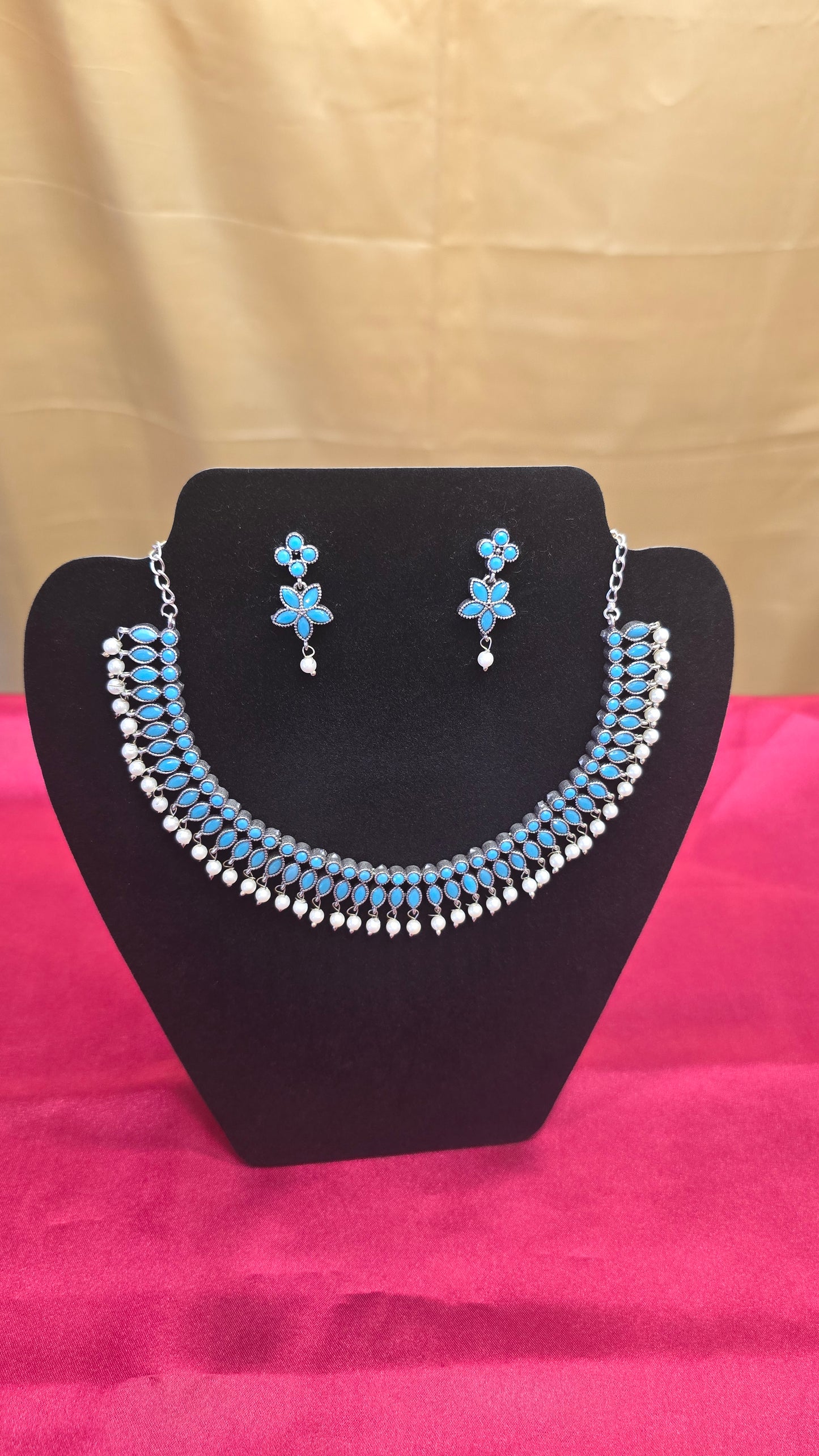 Alluring Light Blue Color Neck Piece Jewelry Sets In USA