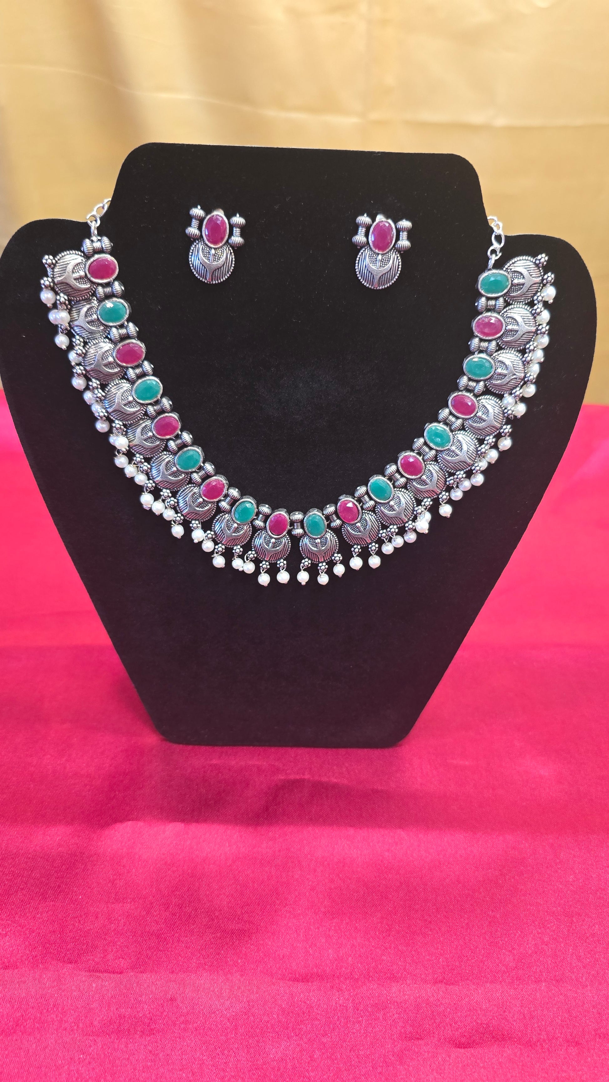 Elegant Oxidized Multicolor Necklace Sets And Earrings In USA