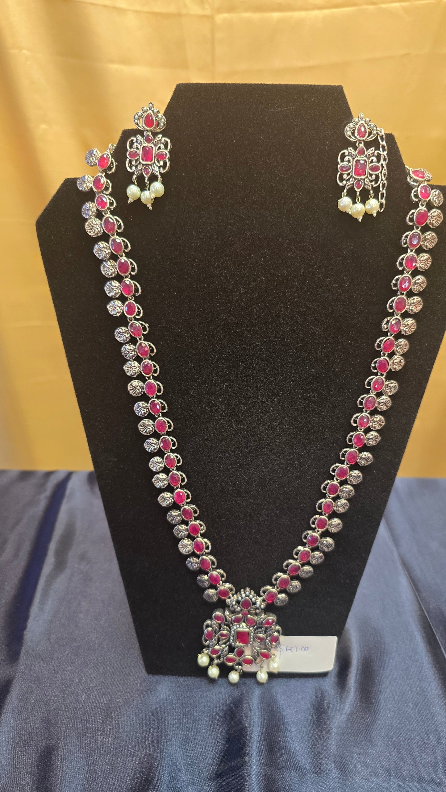 Pink Colored Long Pearl Drop Set Near Me