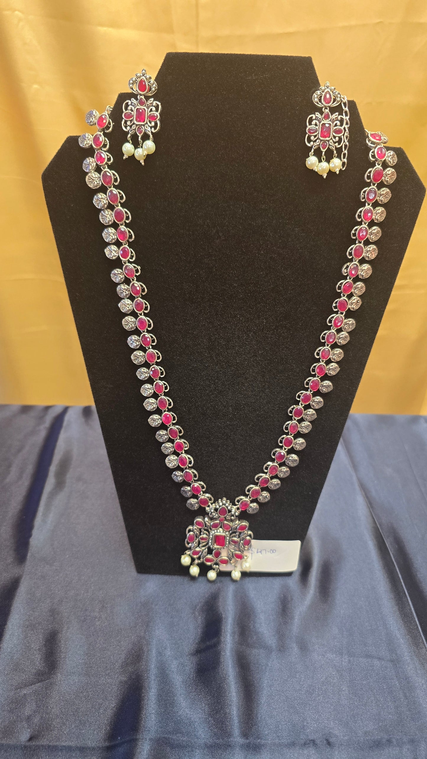 Ravishing Pink Colored Long Pearl Drop Set For Women