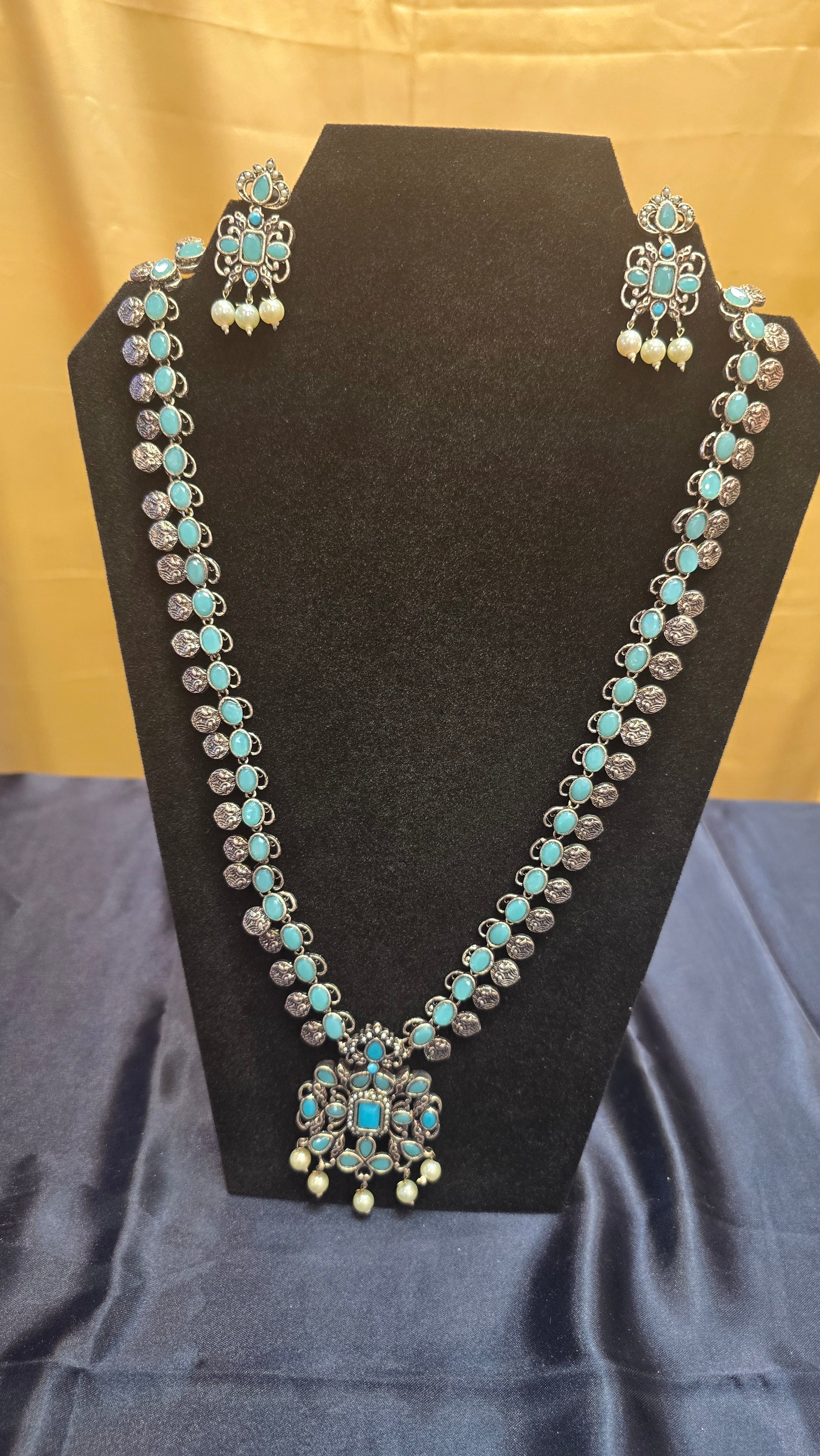 Beautiful Oxidized Light Blue ColorJewerly Set For Women