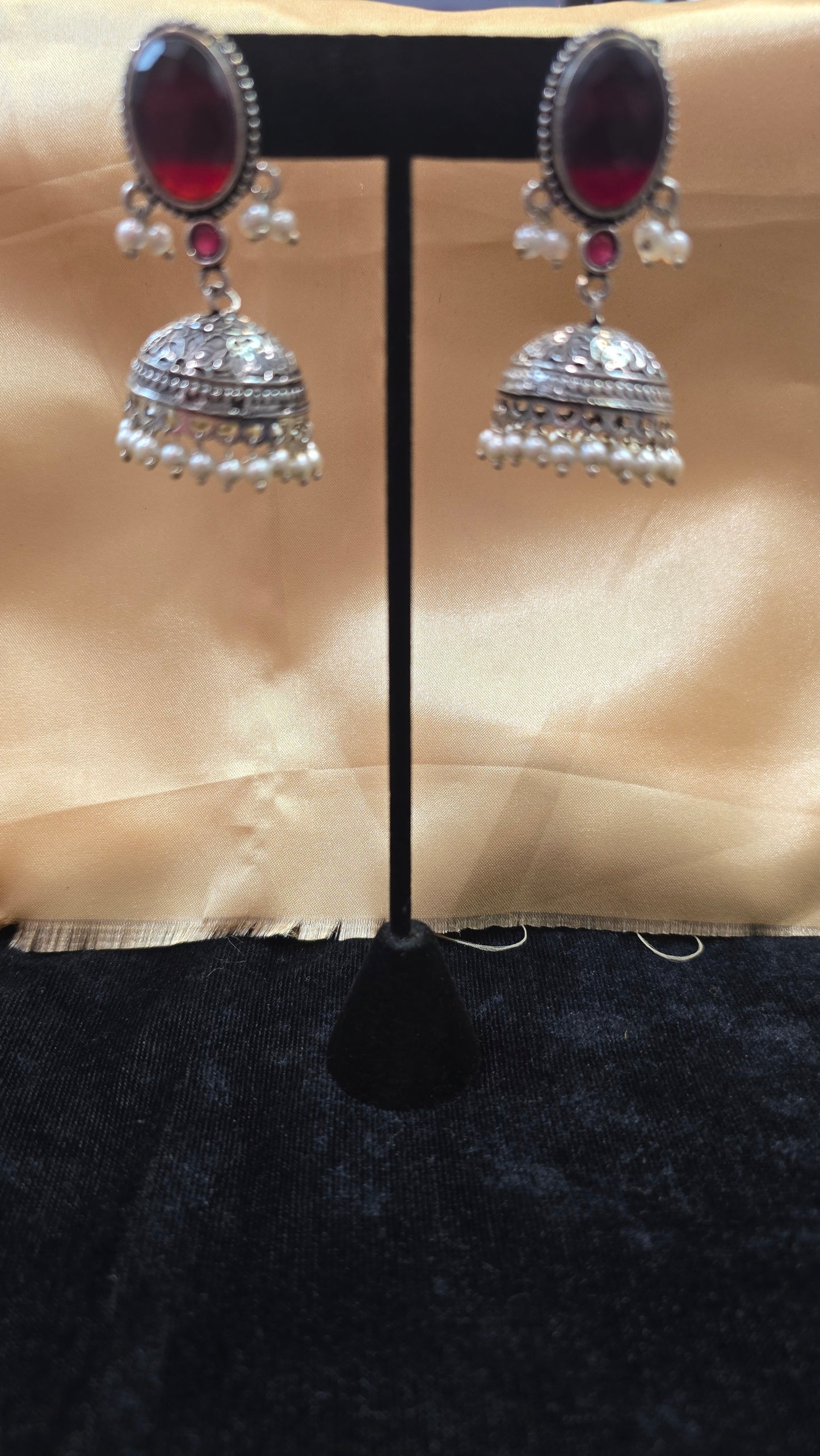 Oxidized Maroon White Color Bead Hangings Near Me