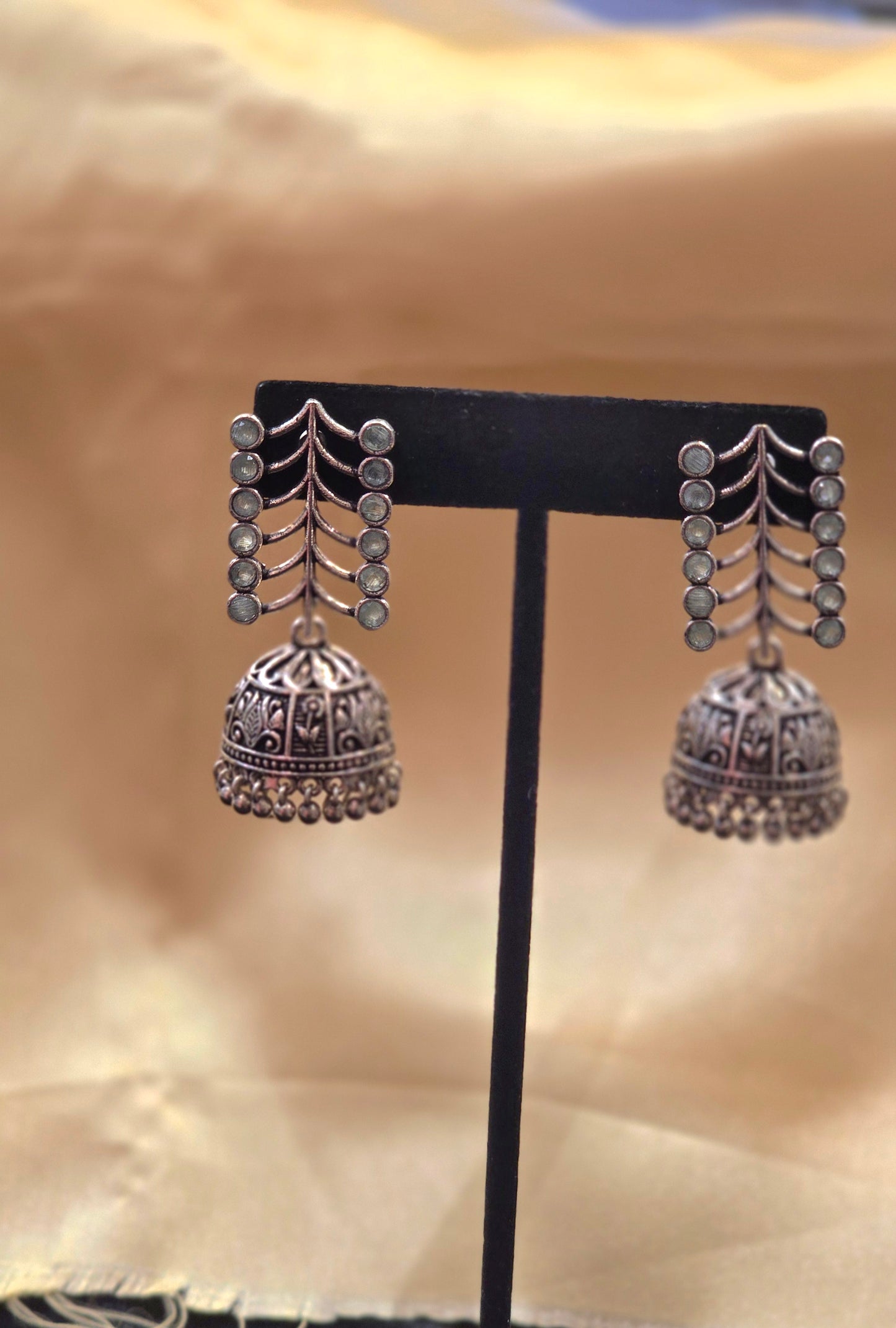 Attractive Leaf Shaped Green Color Jhumkas For Women