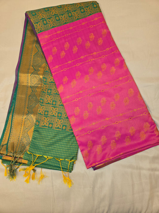 Gorgeous Pink Colored Art Silk Saree For Women