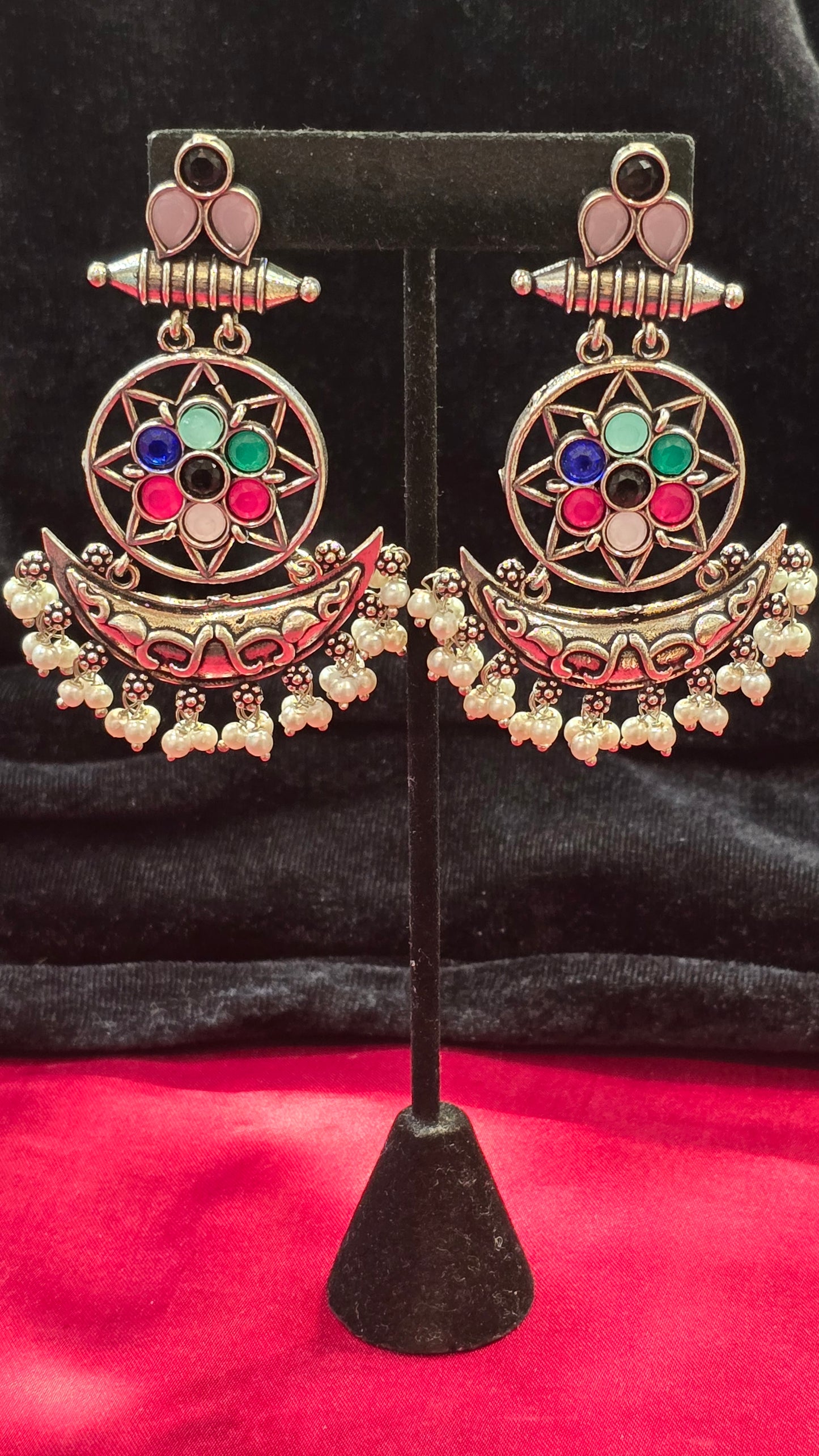 Fabulous Moon Shaped Multicolor
Hangings with earring for women