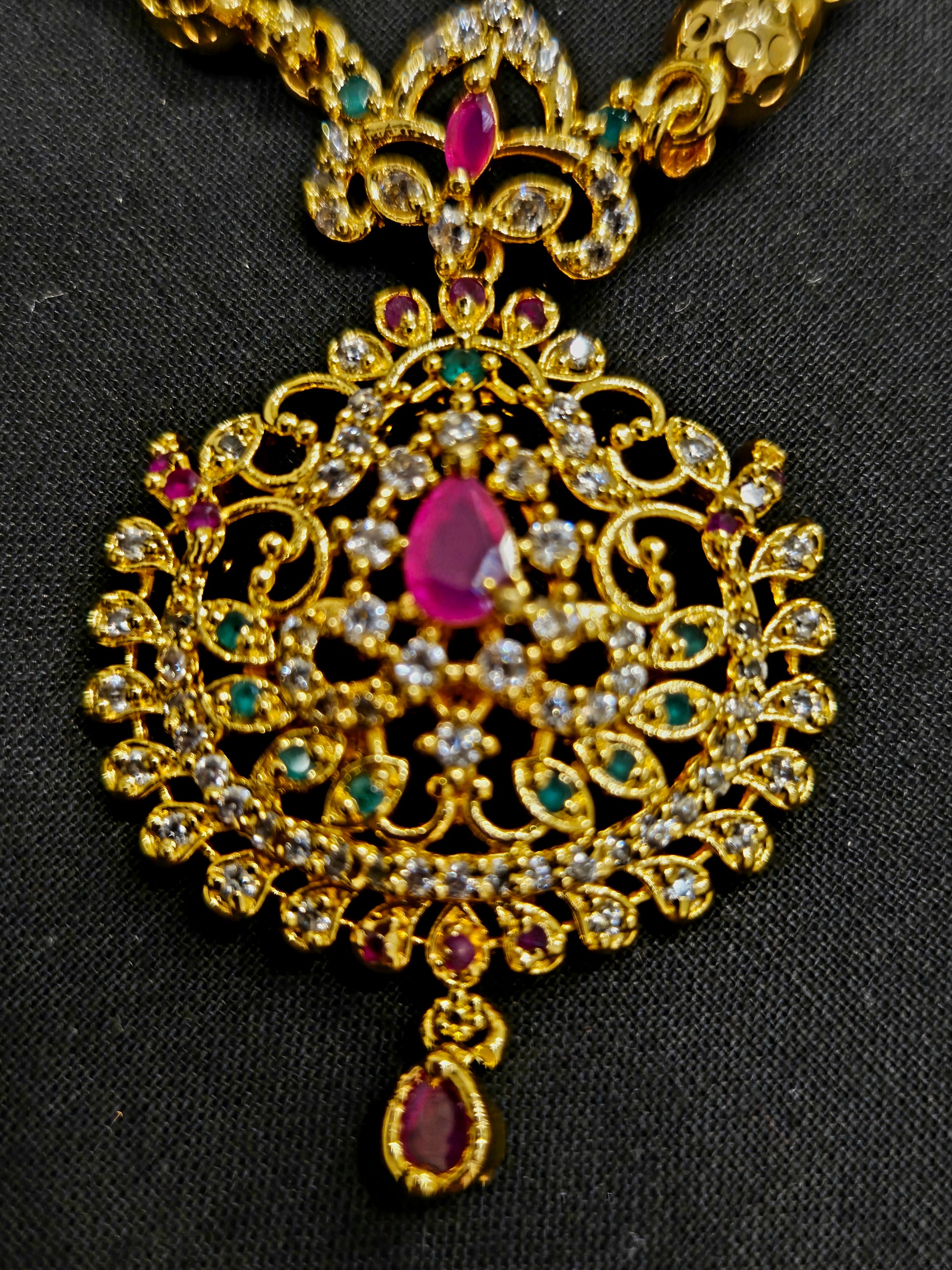 Gold Plated Necklace with Ruby Pink Stone For Women Near Me