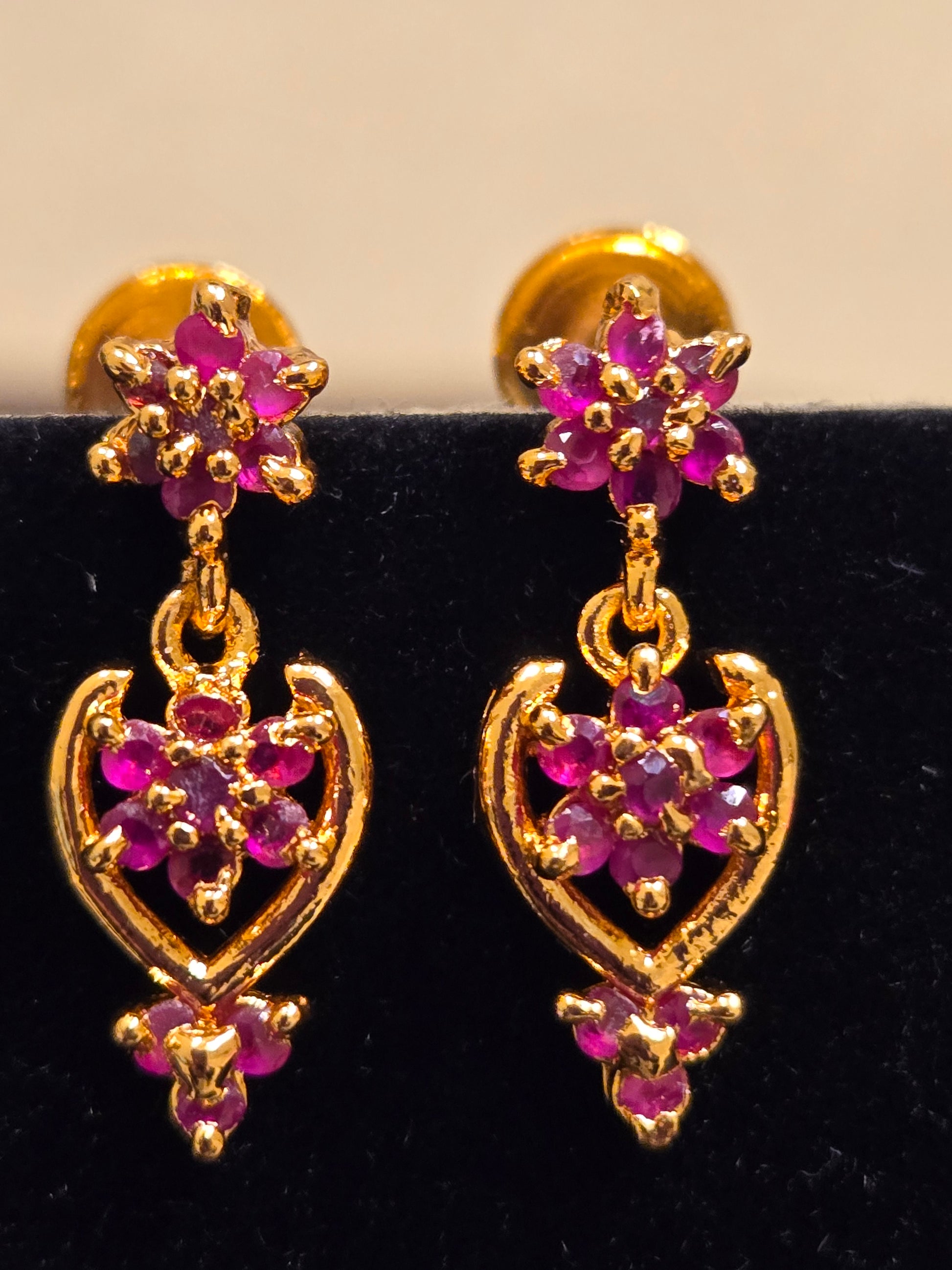 Elegant Gold Plated Zirconia Pink Earrings Near Me