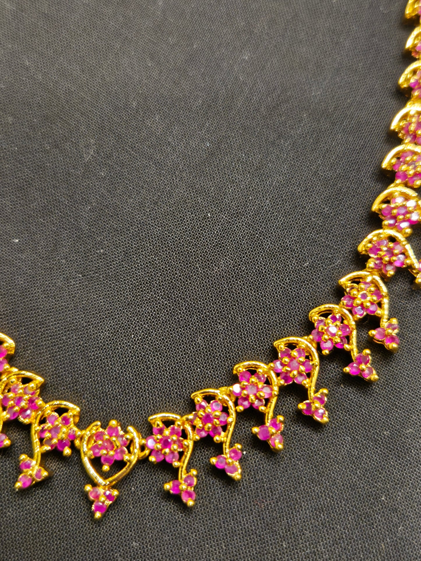Elegant Gold Plated Zirconia Pink Stone Necklace In USA