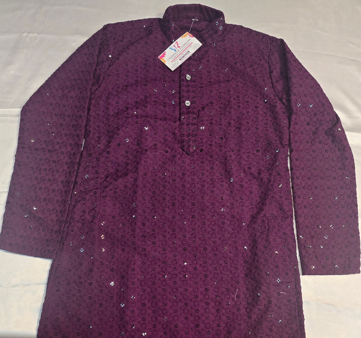 Attractive Violet Color Kid's Straight Rayon Kurta With Embroidery Work With Pajama Pant