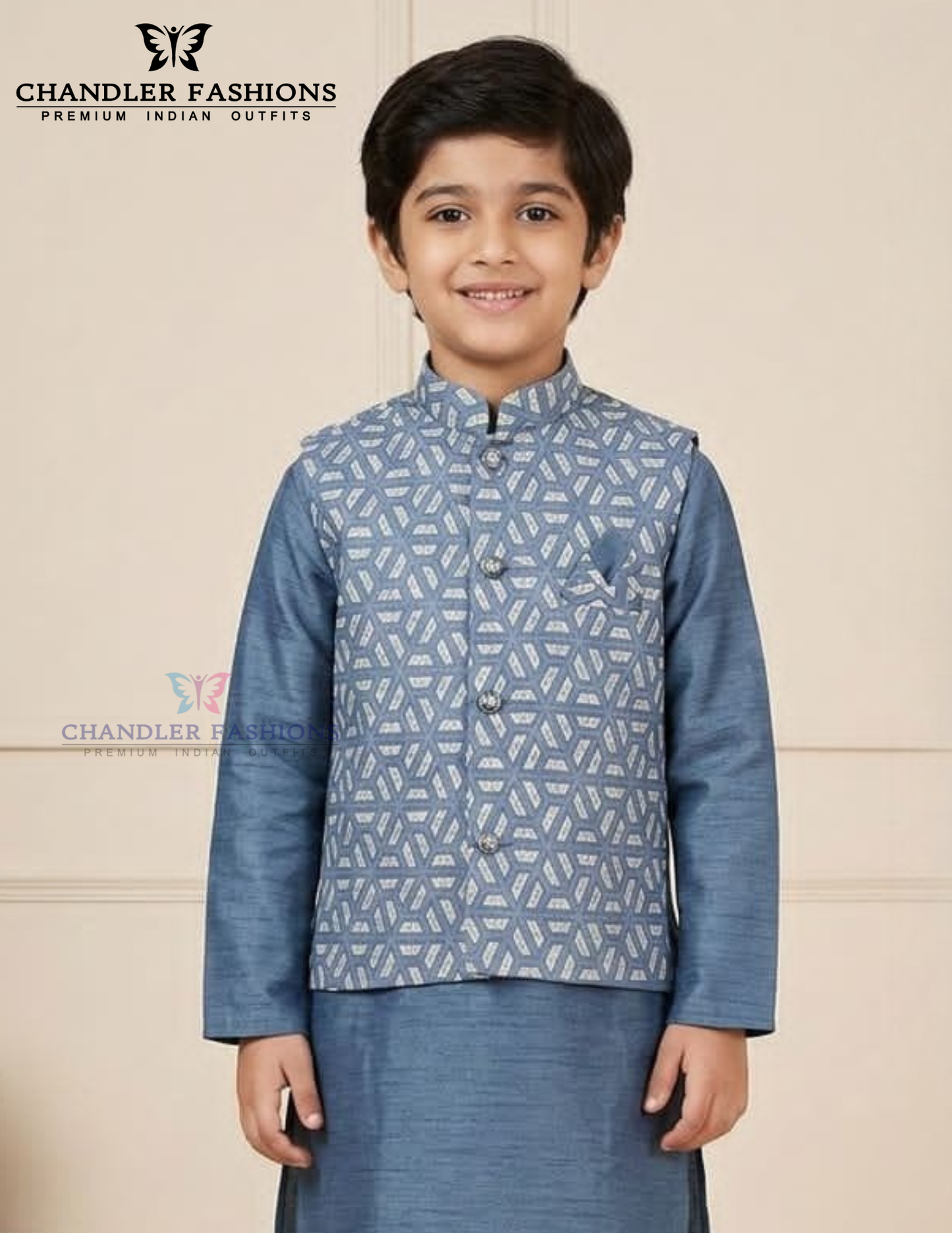 Charming Blue Color Silk Sherwani Suits With Jacket Near Me