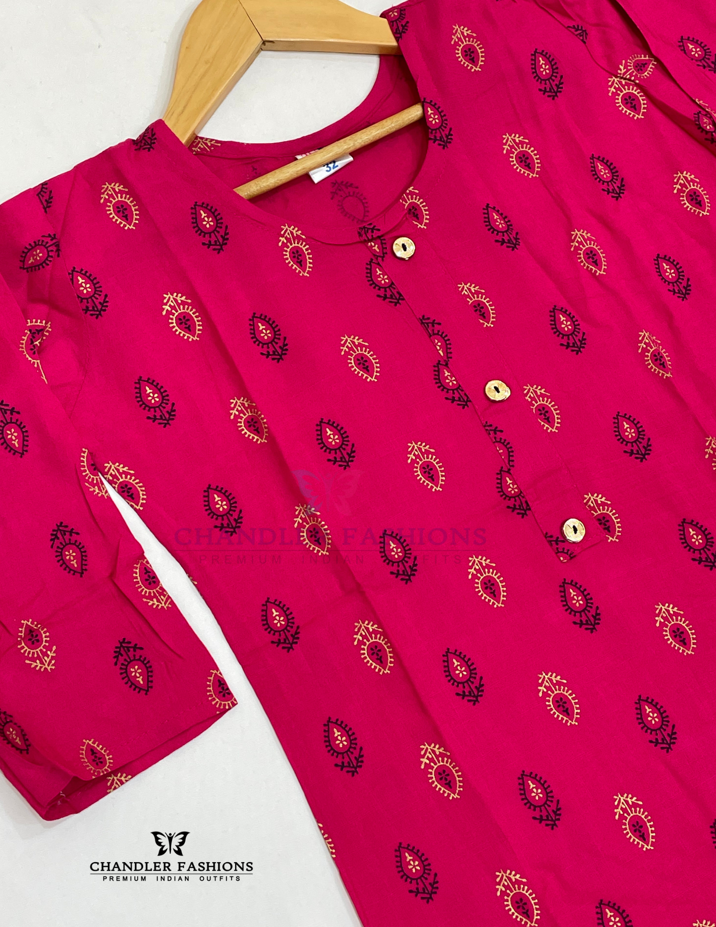 Pink Color Rayon With Printed Work Kurti In Yuma