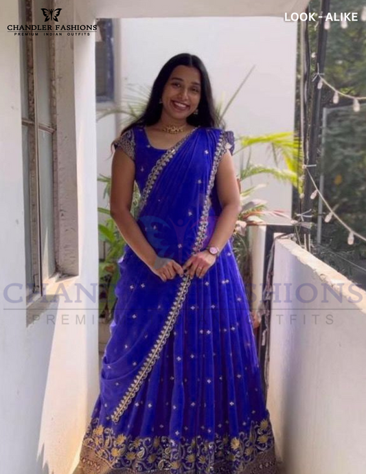 Attractive Royal Blue Color Faux Georgette With Embroidery Sequins Work Lehenga Choli