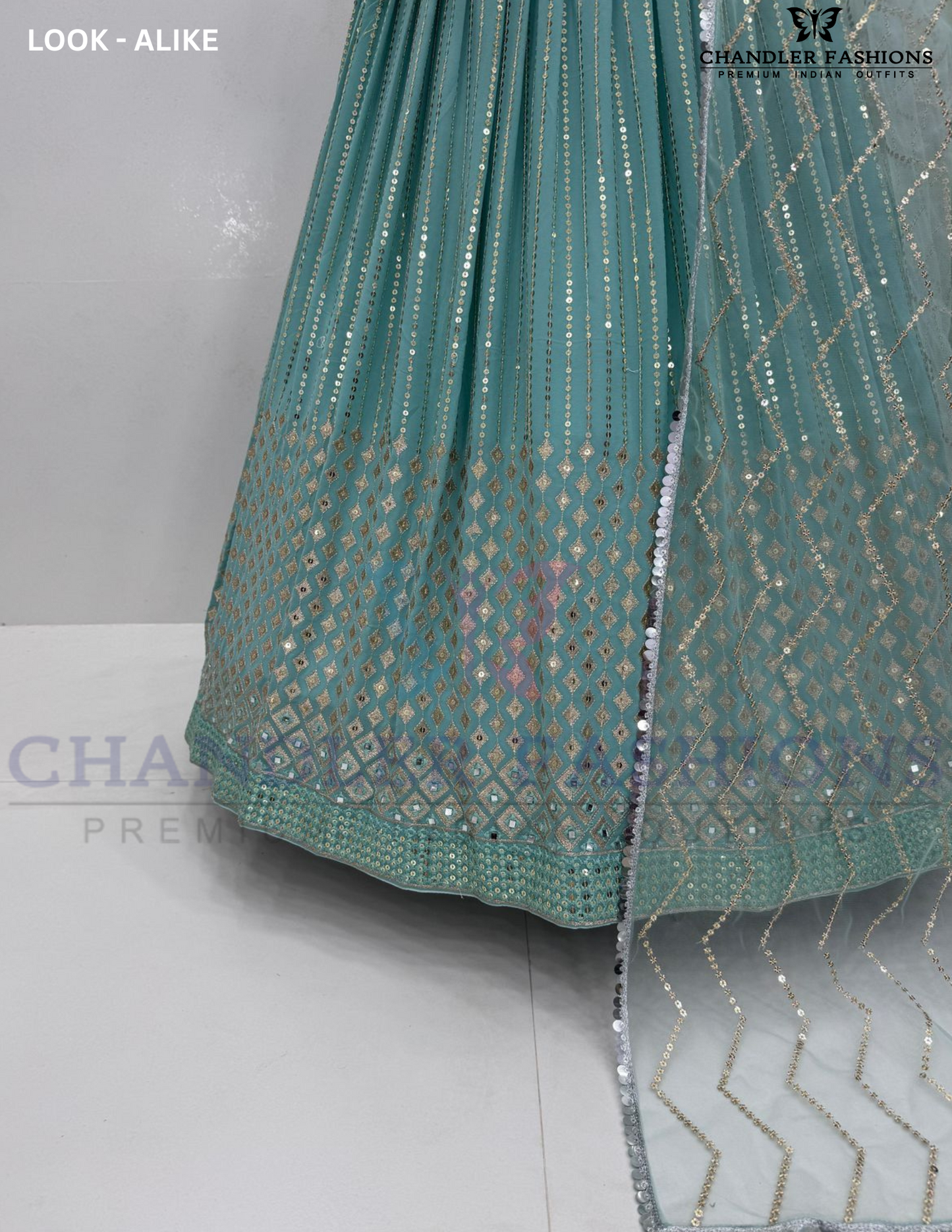 Attractive Light Green Sequins Work Lehenga Choli In USA