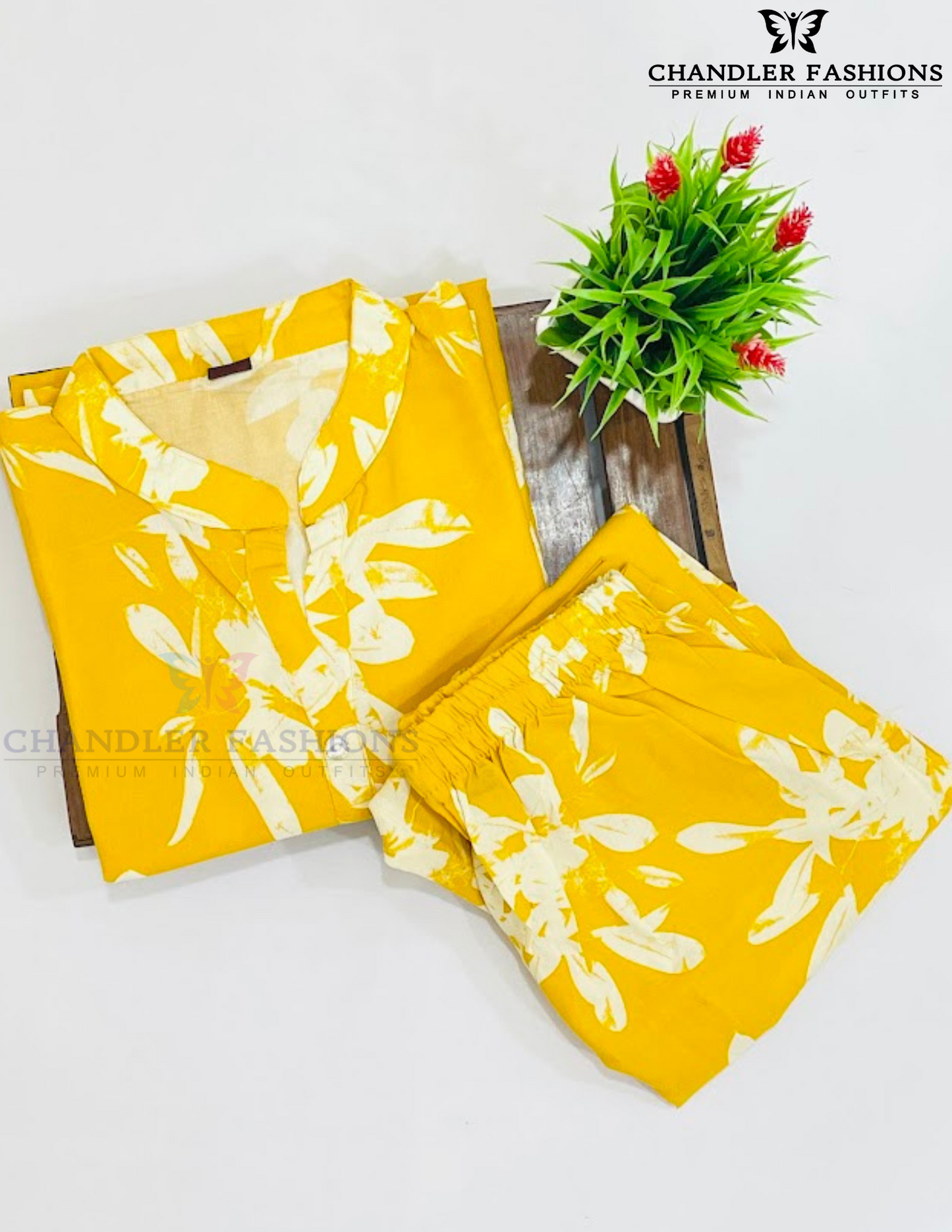 Alluring Yellow Colored Floral Design Work Cotton Kurti Suits For Girls In USA