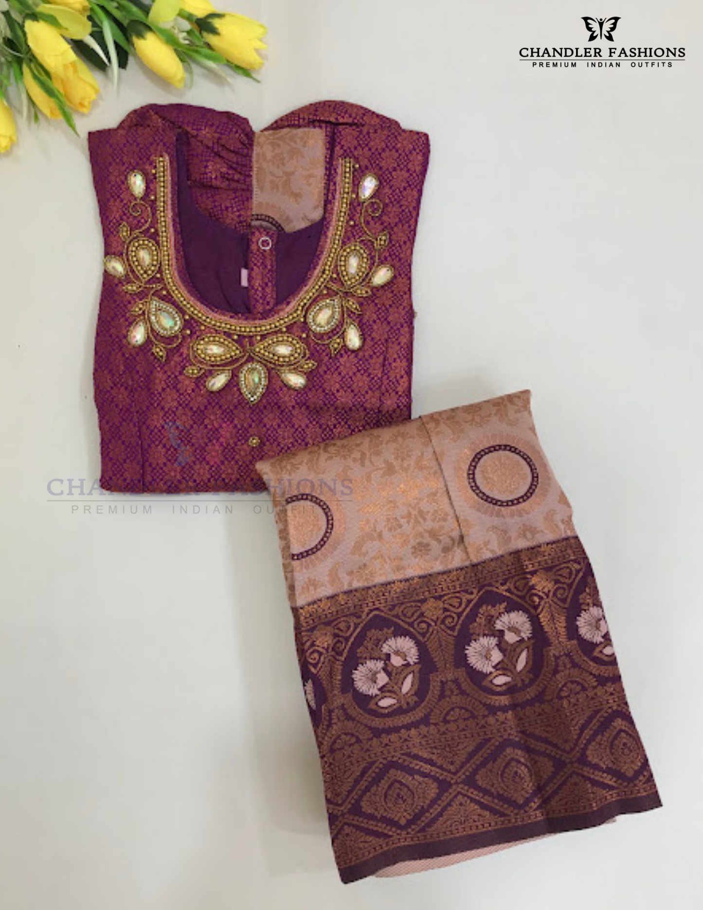 Beautiful Purple And Beige Color Art Silk Langa Sets Near Me