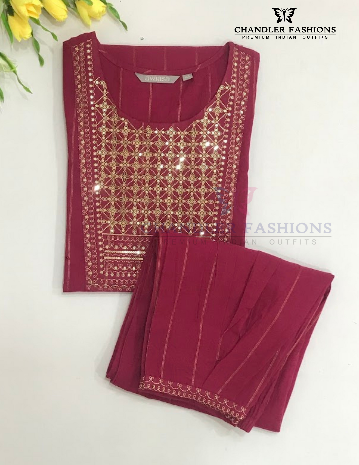 Beautiful Maroon Color Cotton With Embroidery And Sequins Work Kurti Suits In USA