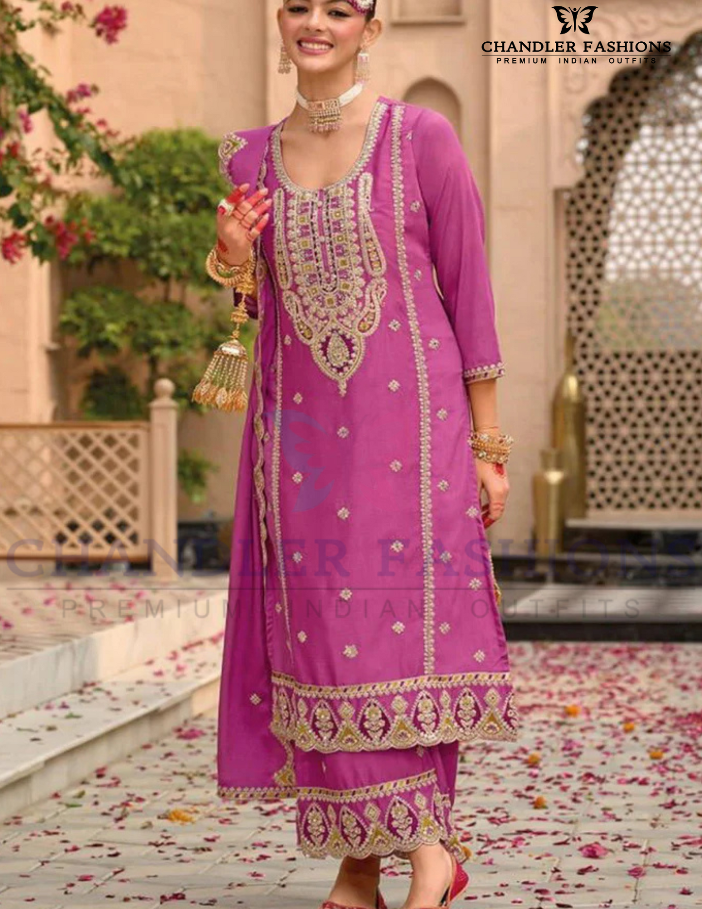 Sequins And Embroidery Work Palazzo Suits With Dupatta For Women Near Me