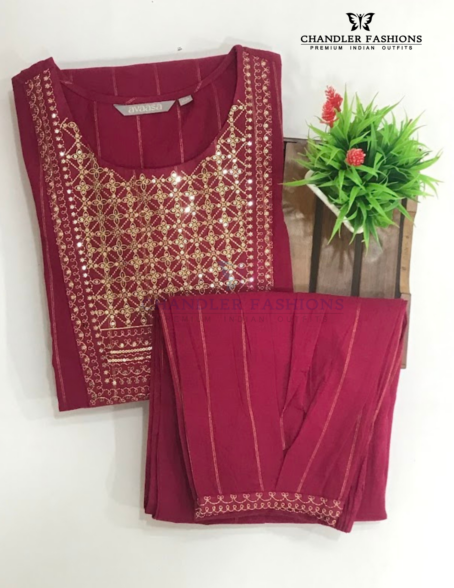 Maroon Color Cotton With Embroidery And Sequins Work Kurti Suits For Women In Mesa