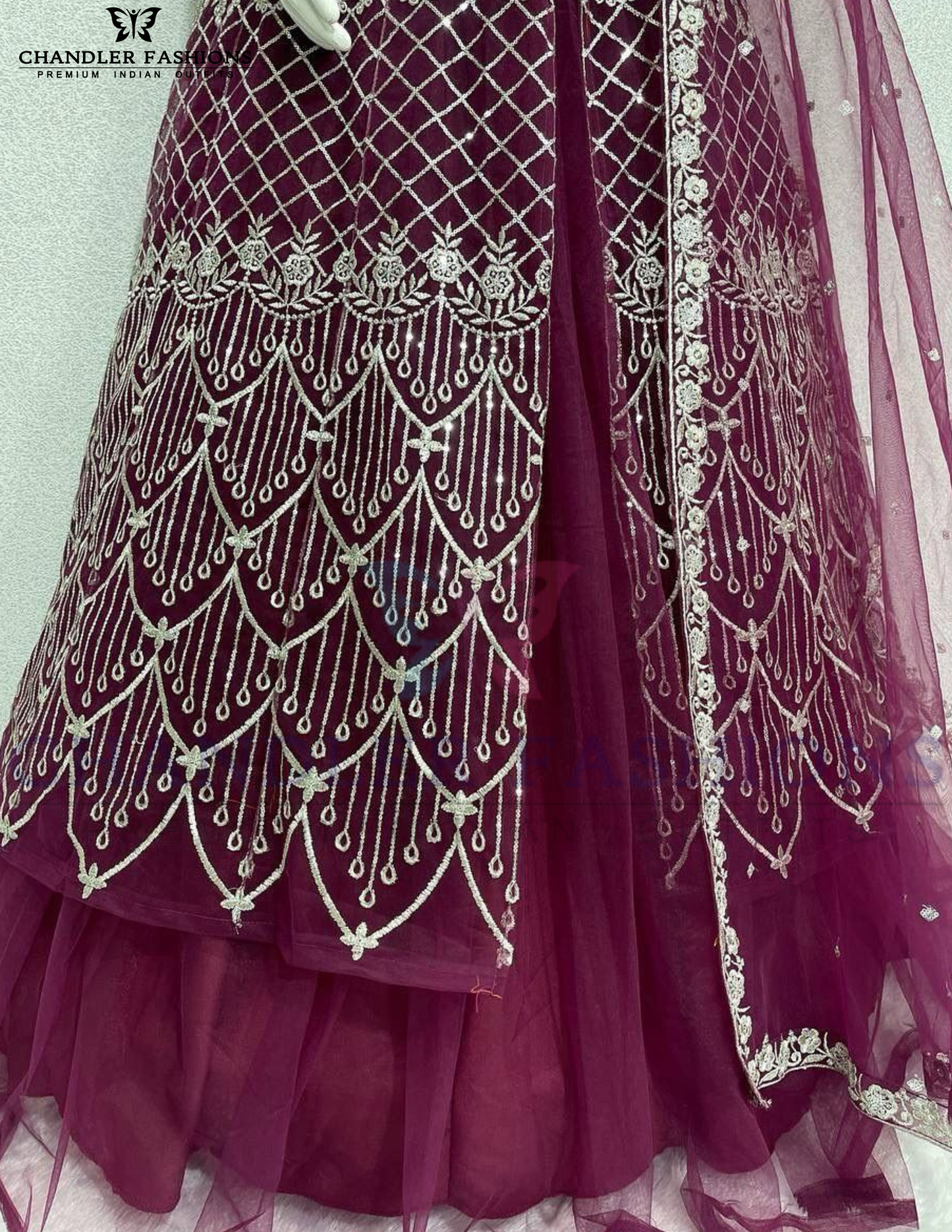 Wine Color Heavy Soft Net With Embroidery And Sequins Work Lehenga Choli In Chandler