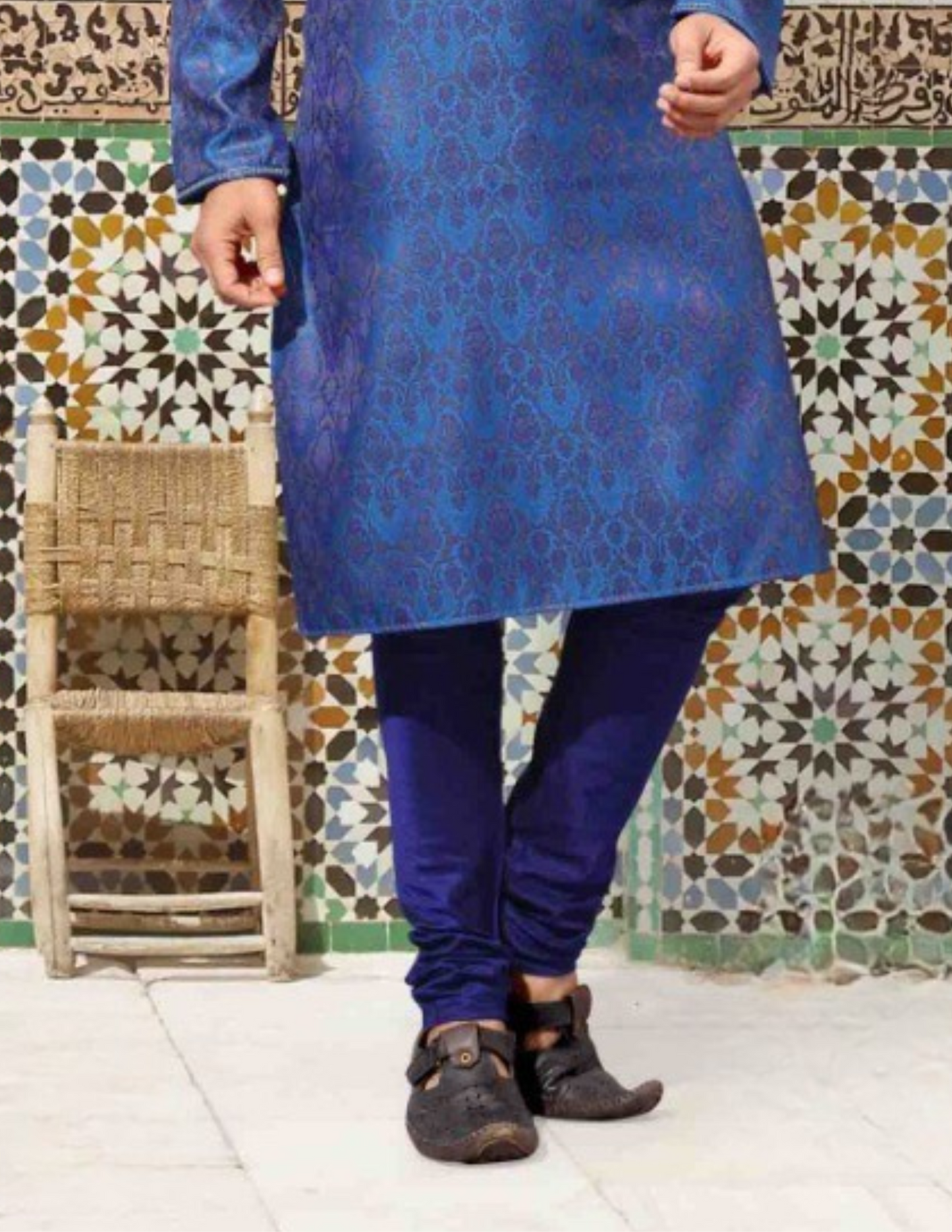 Blue Slub Silk Pajama Pant In USA