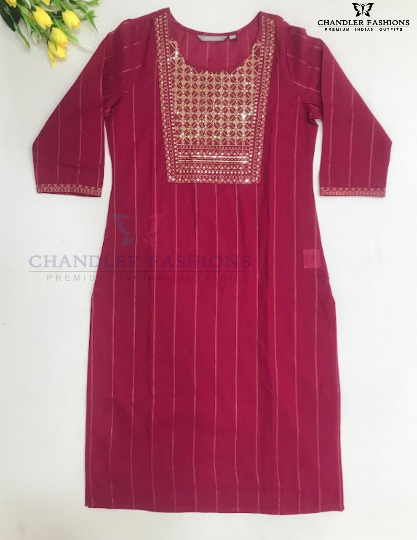 Beautiful Maroon Color Cotton With Embroidery And Sequins Work Kurti Suits For Women Near Me