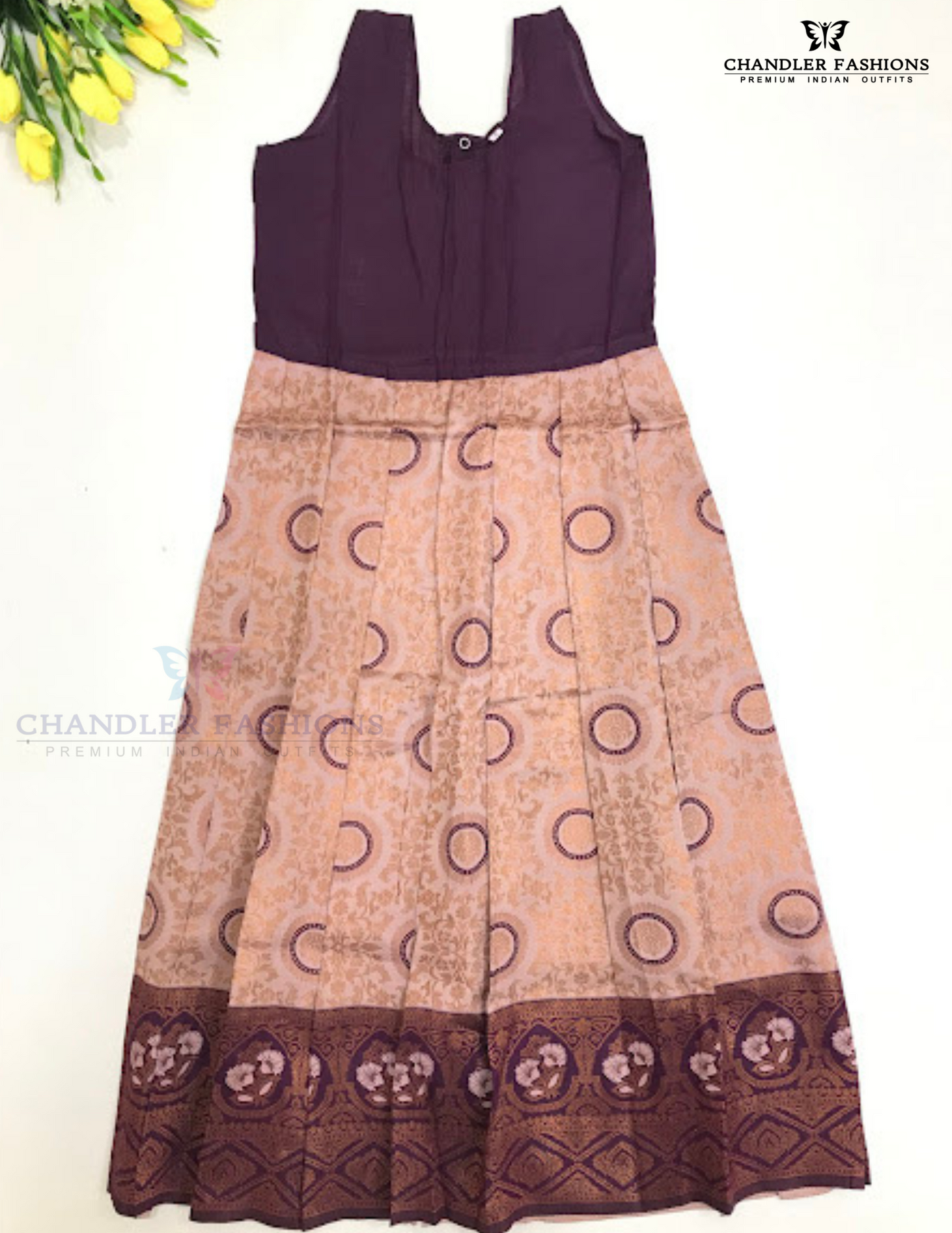 Purple And Beige Color Art Silk Langa Sets In Surprise