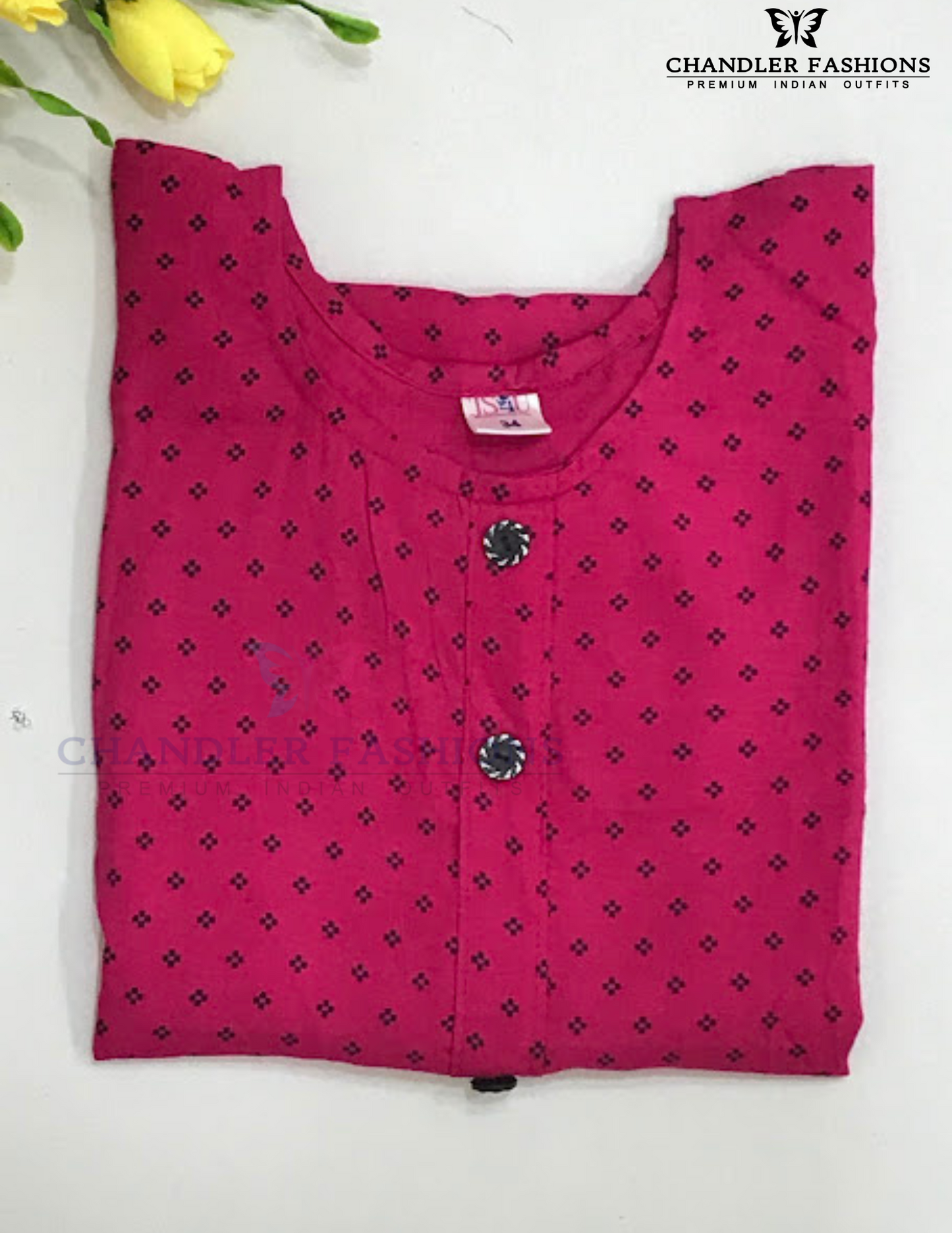 Pleasing Pink Color Rayon With Printed Work Kurti For Girls Near Me