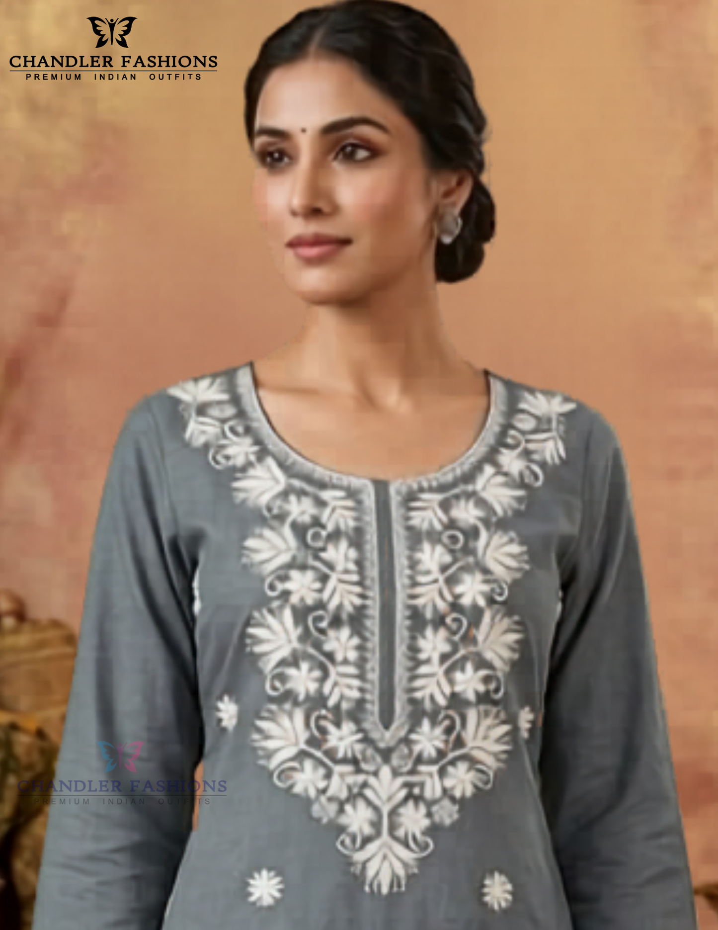 Gray Color Rayon With Embroidery Work Kurti Near Me