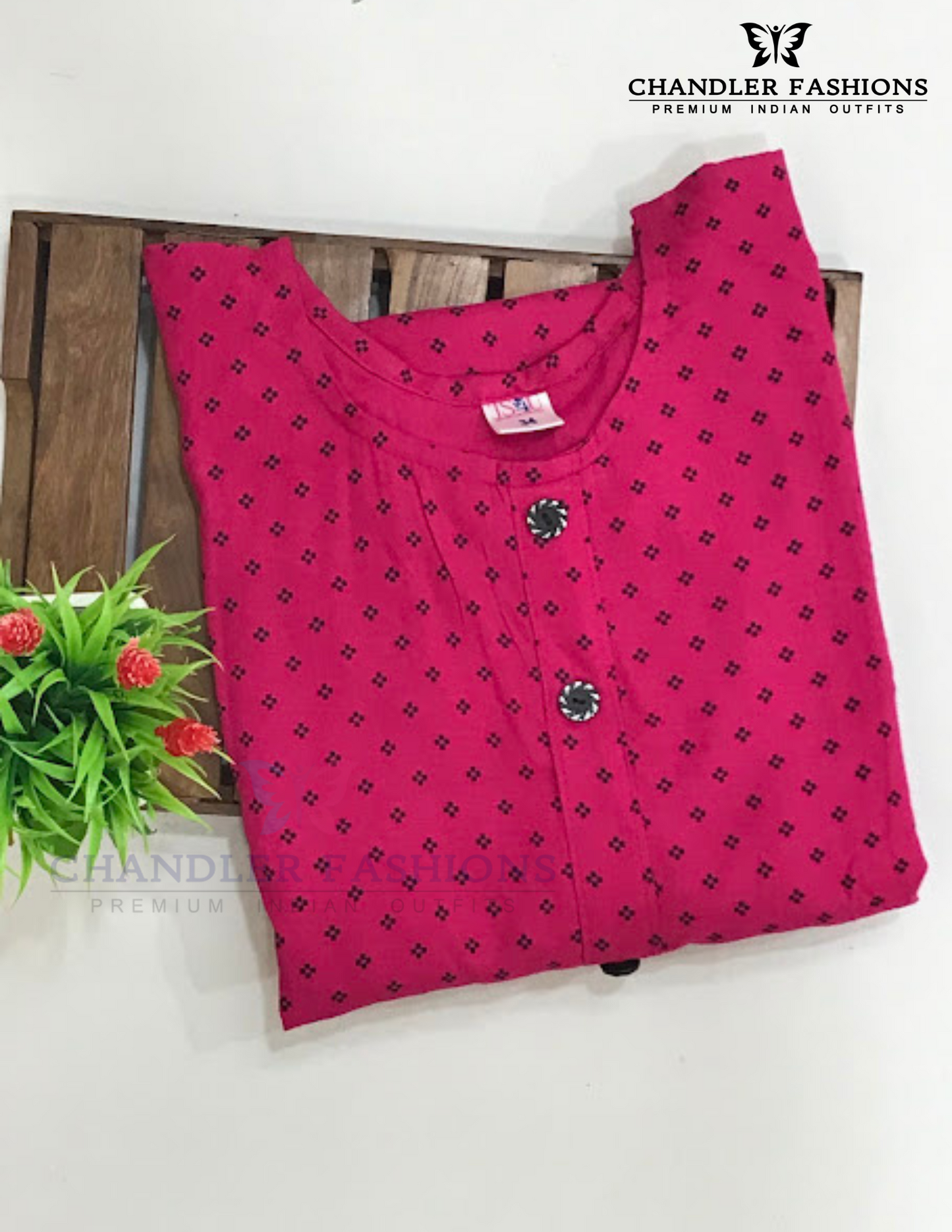 Pleasing Pink Color Rayon With Printed Work Kurti In USA