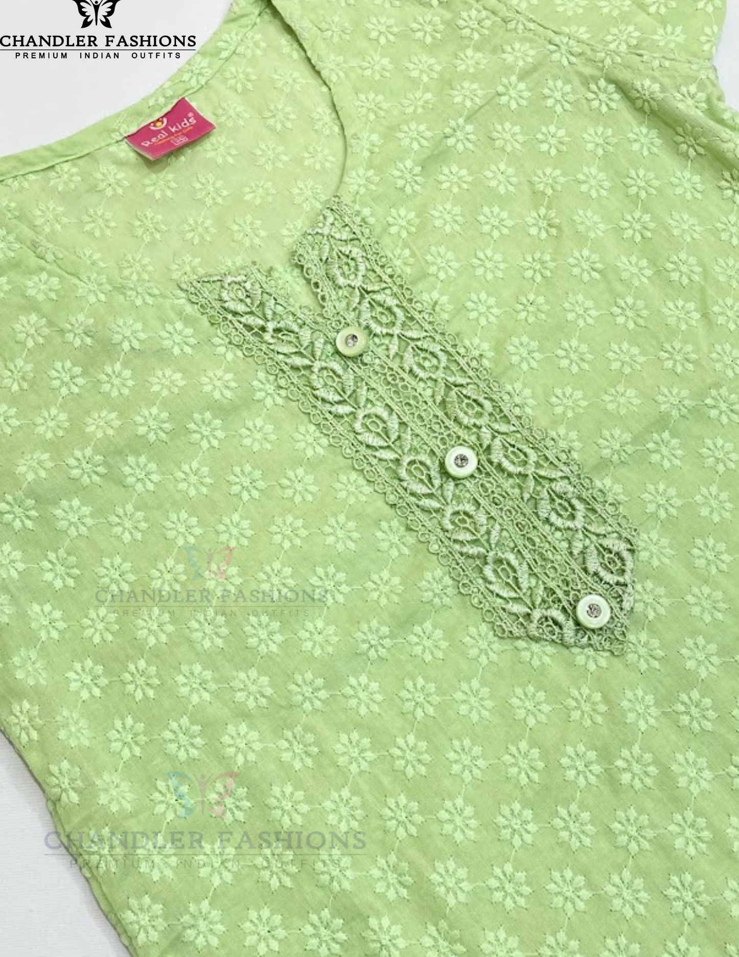 Light Green Color Cotton With Embroidery Work Kurti In Suncity
