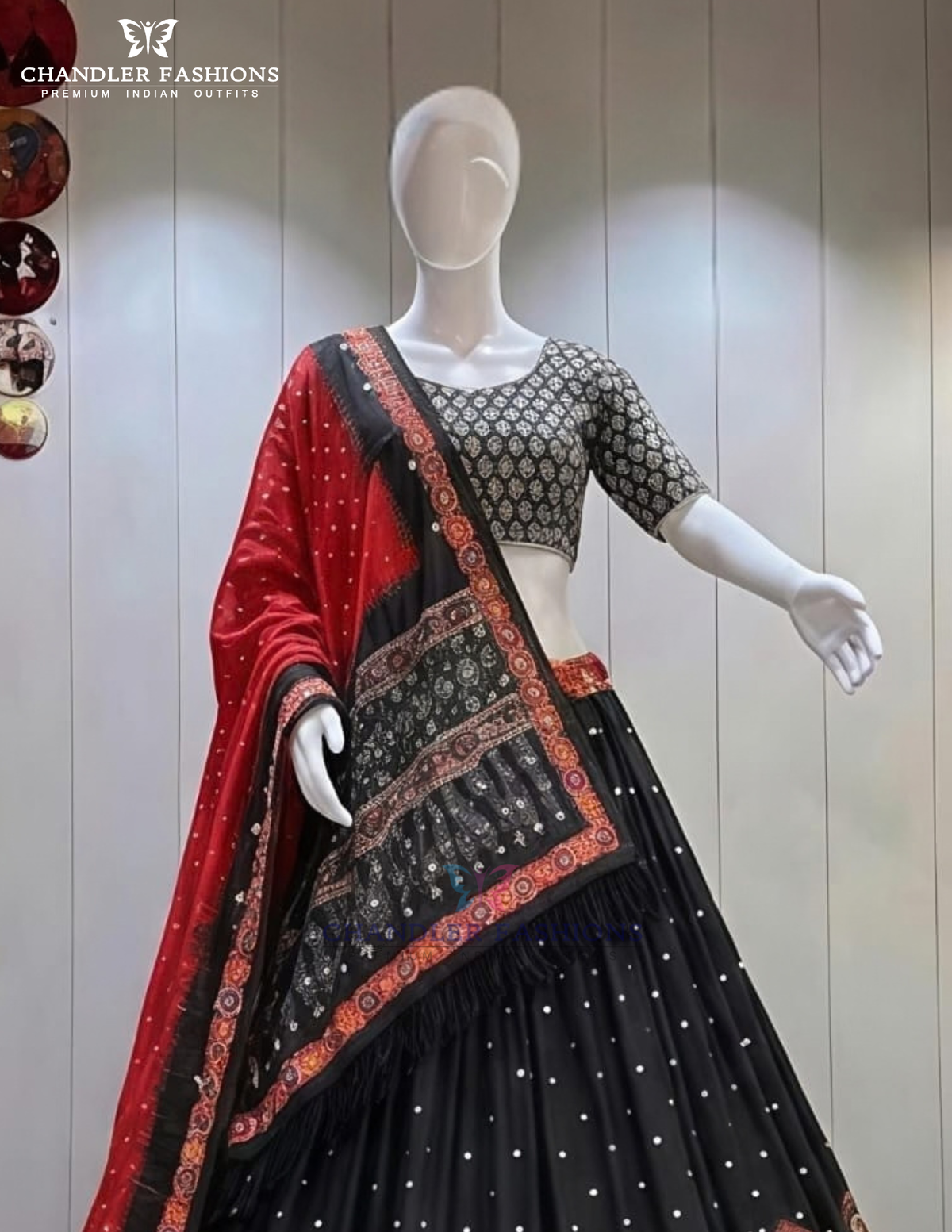 Black And Red Color Cotton With Printed Work Chaniya Choli Near Me