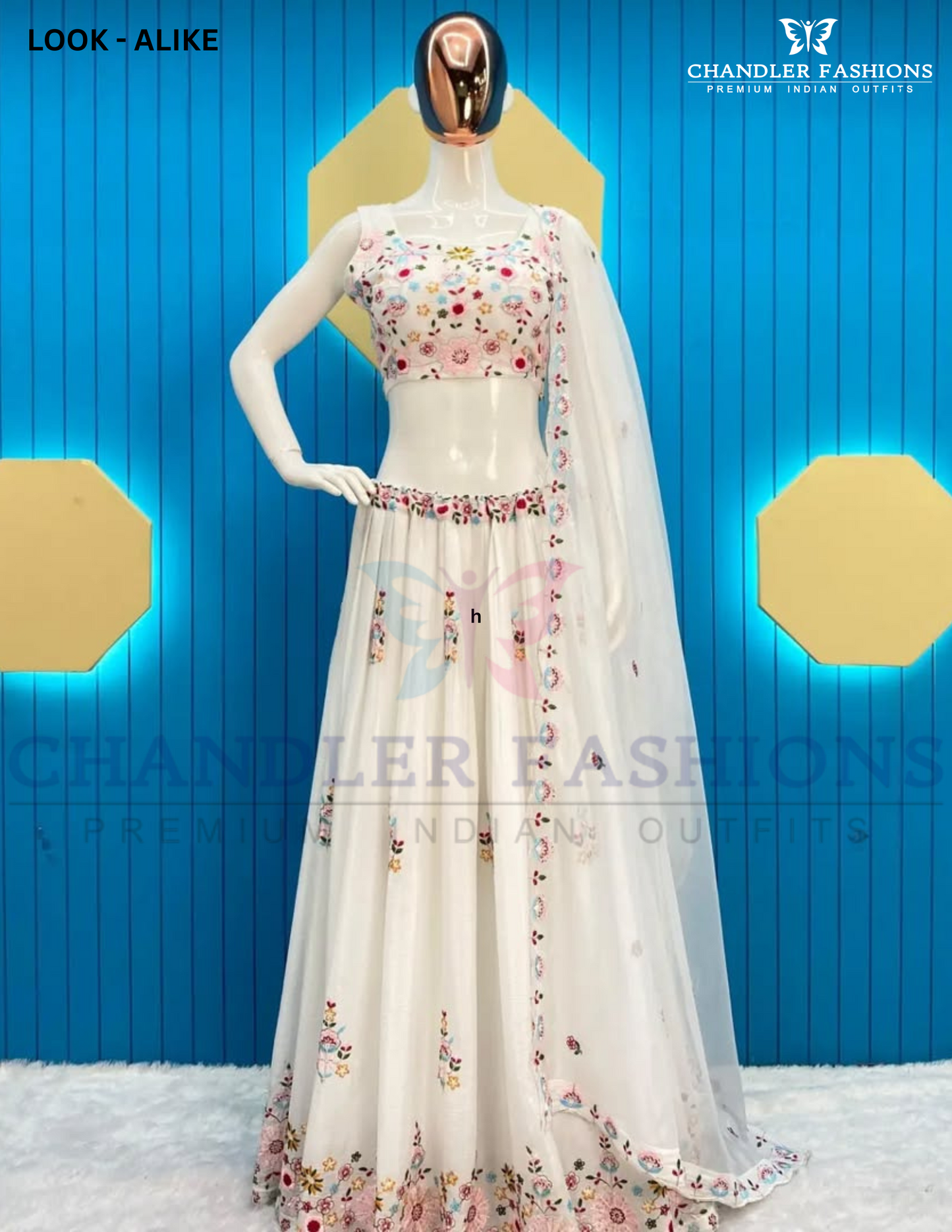 Beautiful White Color Chinon Lehenga Choli With Multicolor Thread Embroidery Work For Women