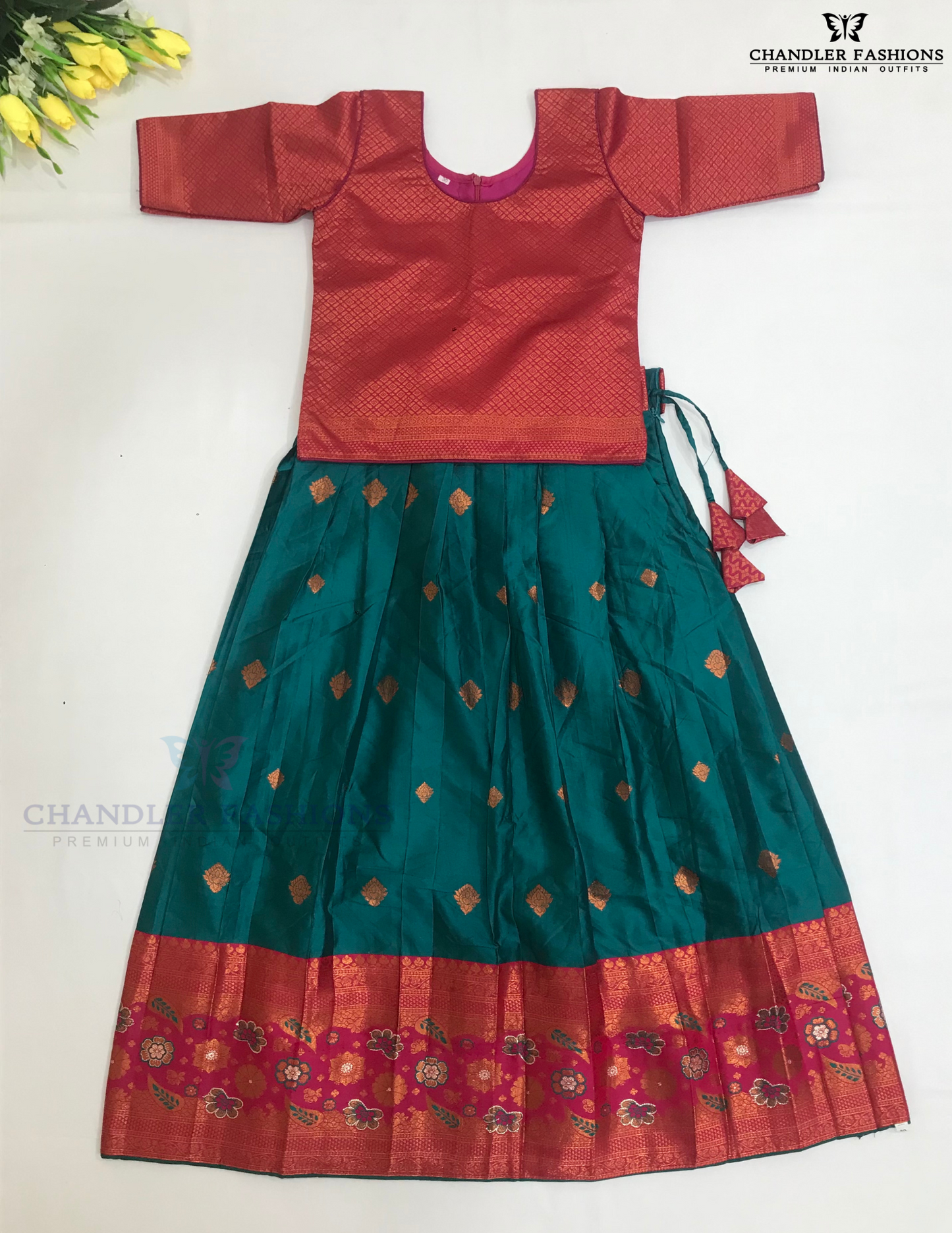 Dark Pink And Green Color Choli Sets In Surprise