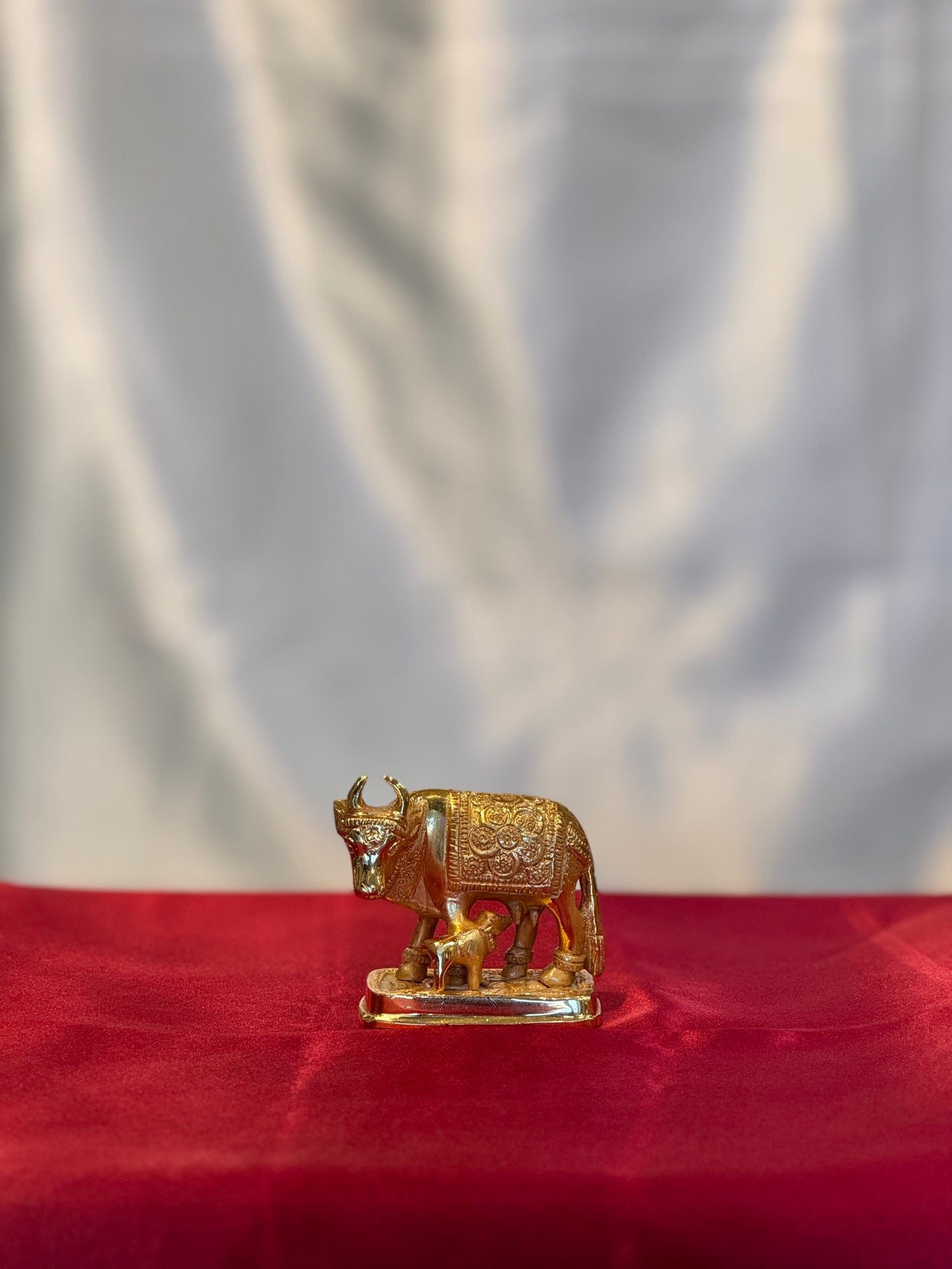 KAMDHENU- Brass Cow and Calf Statue - Most Sacred Animal of India | Handmade