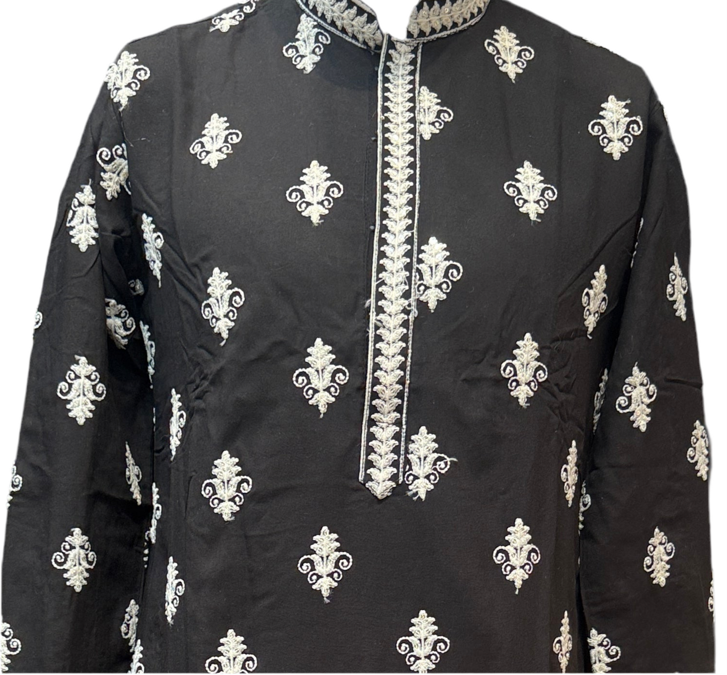 Pretty Black Color Embroidery Work Men kurta Suits For Men