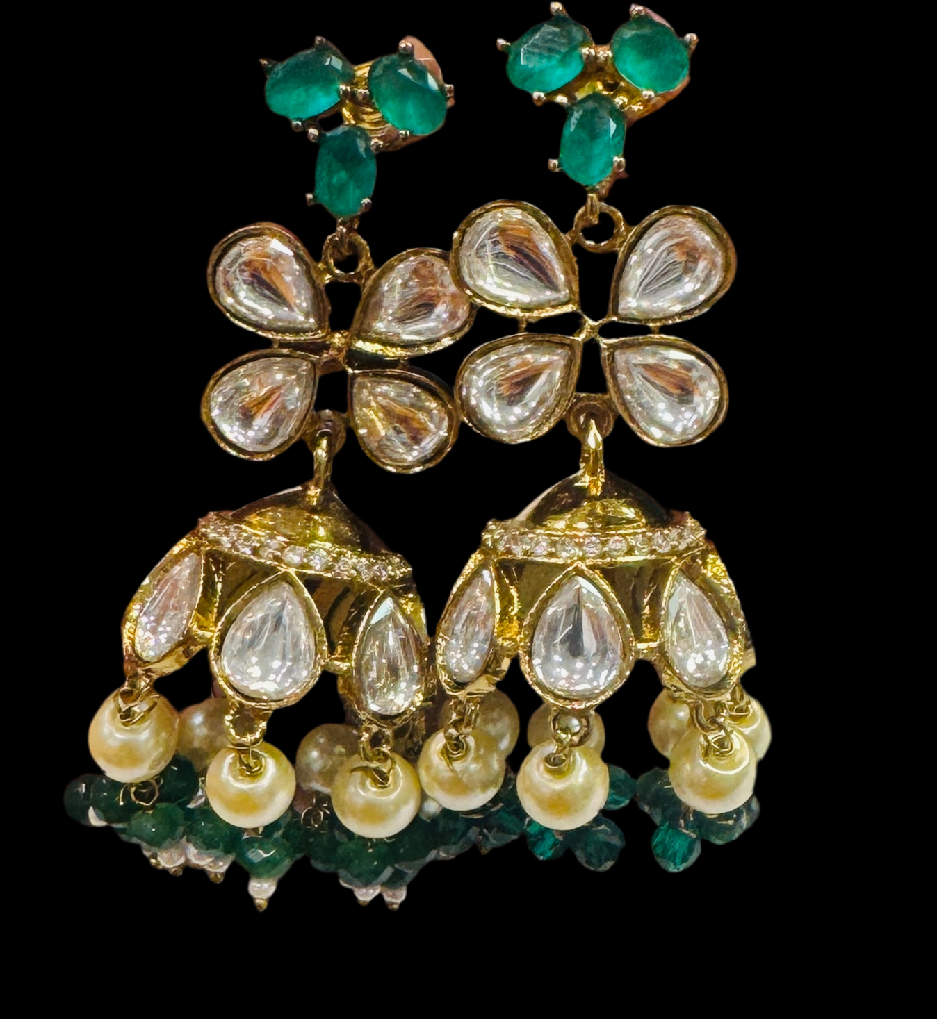 Green And White Stones Choker With Earrings Set In USA