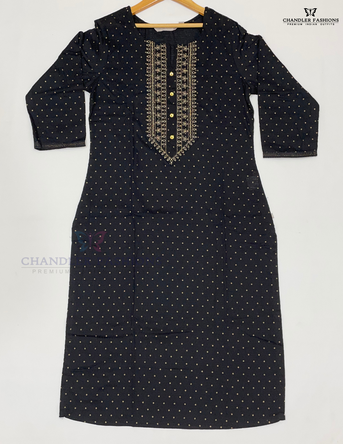 Black Color Embroidery And Printed Design Kurti In USA
